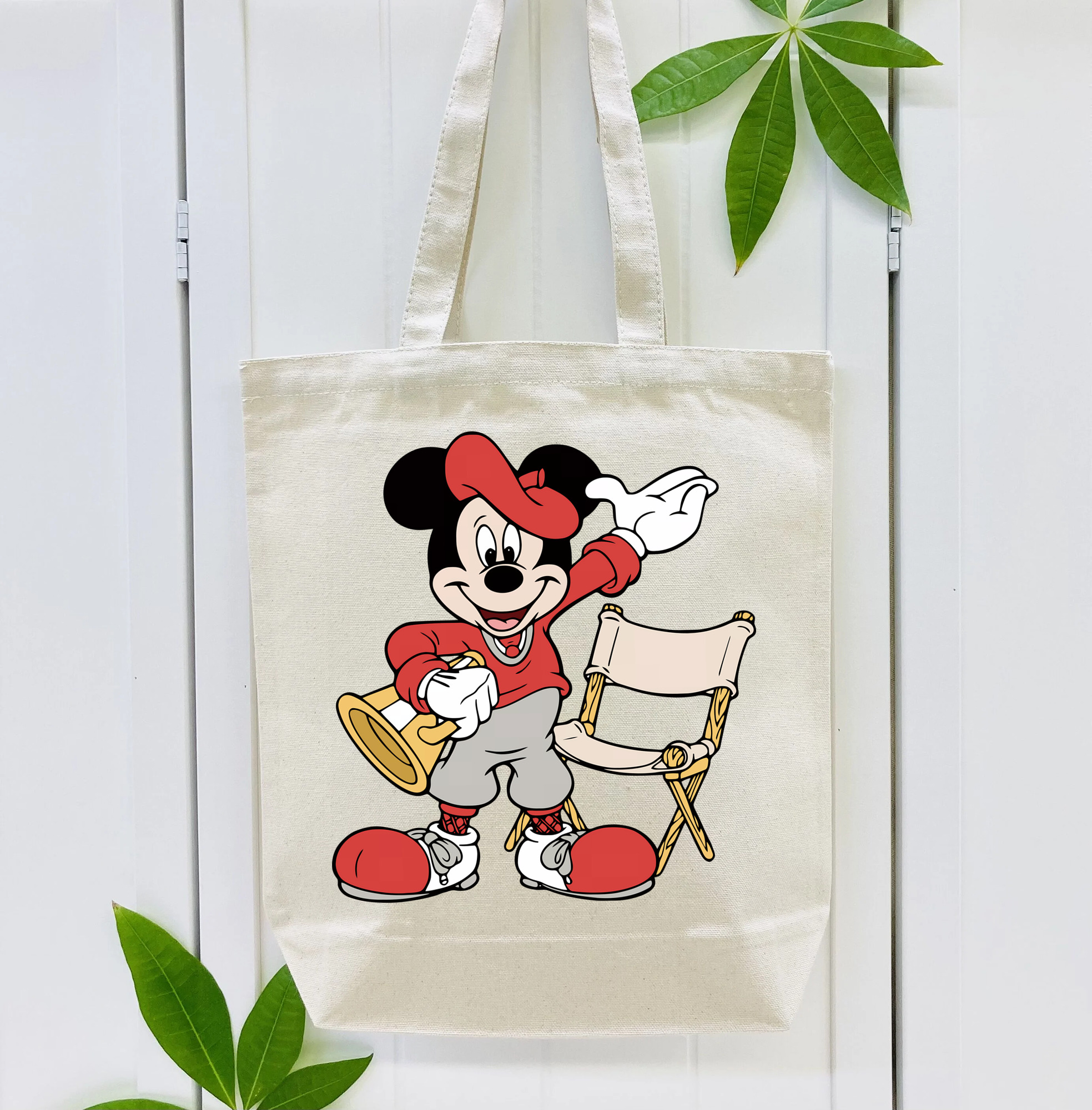 ミッキーマウス Mickey Mouse 縦型キャンバス生地手提げバッグ　トートバッグ