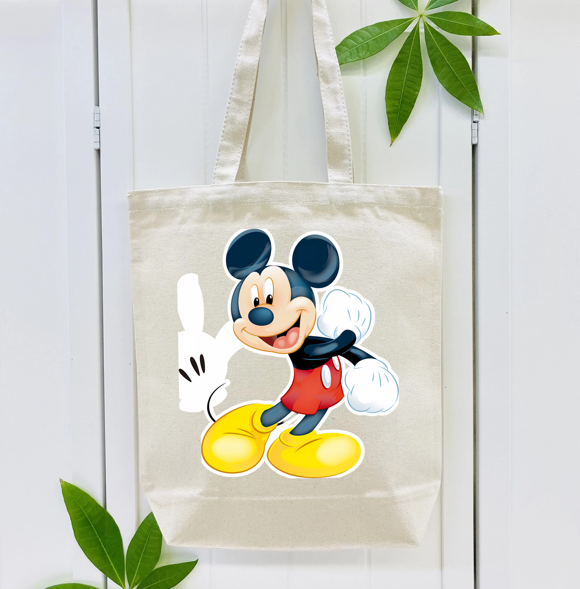 ミッキーマウス Mickey Mouse 縦型キャンバス生地手提げバッグ　トートバッグ