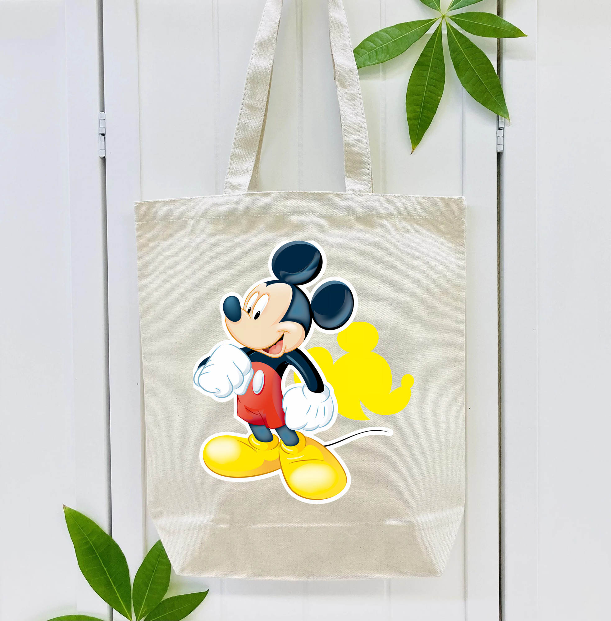 ミッキーマウス Mickey Mouse 縦型キャンバス生地手提げバッグ　トートバッグ