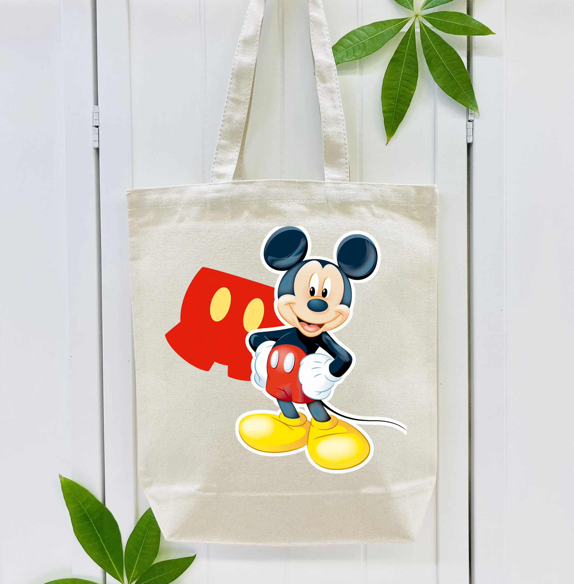 ミッキーマウス Mickey Mouse 縦型キャンバス生地手提げバッグ　トートバッグ