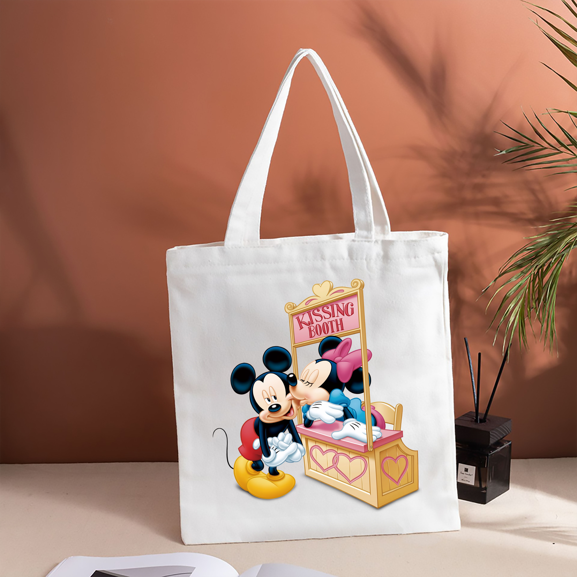 ミッキーマウス Mickey Mouse 縦型キャンバス生地手提げバッグ　トートバッグ