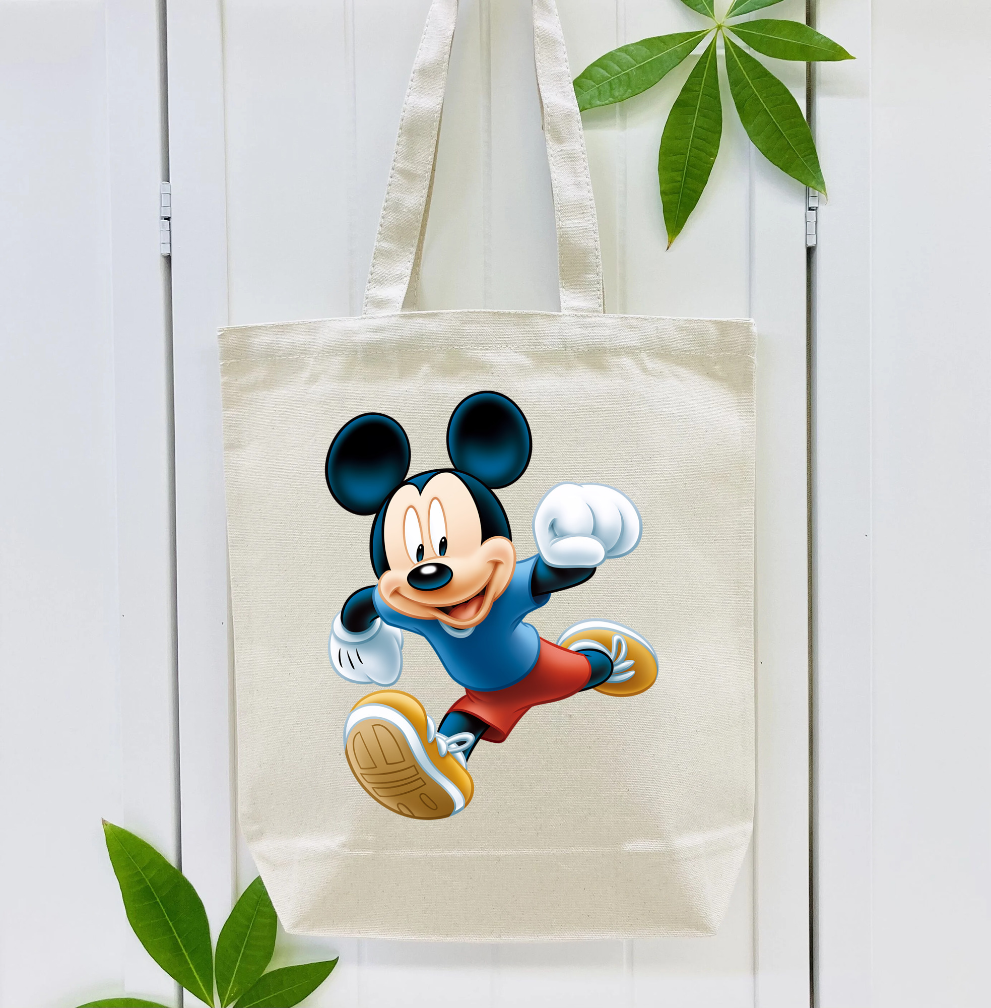 ミッキーマウス Mickey Mouse 縦型キャンバス生地手提げバッグ　トートバッグ