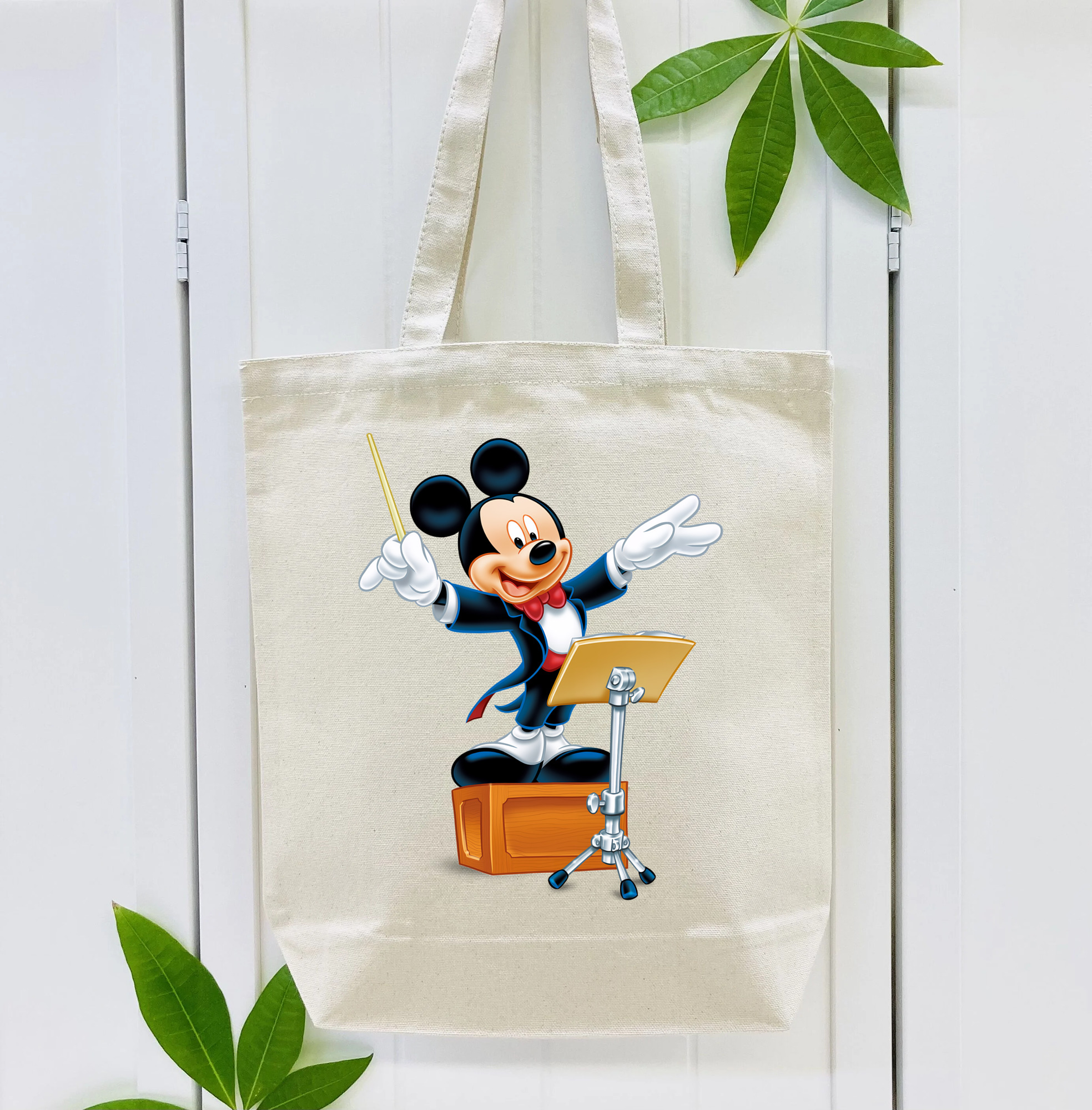 ミッキーマウス Mickey Mouse 縦型キャンバス生地手提げバッグ　トートバッグ
