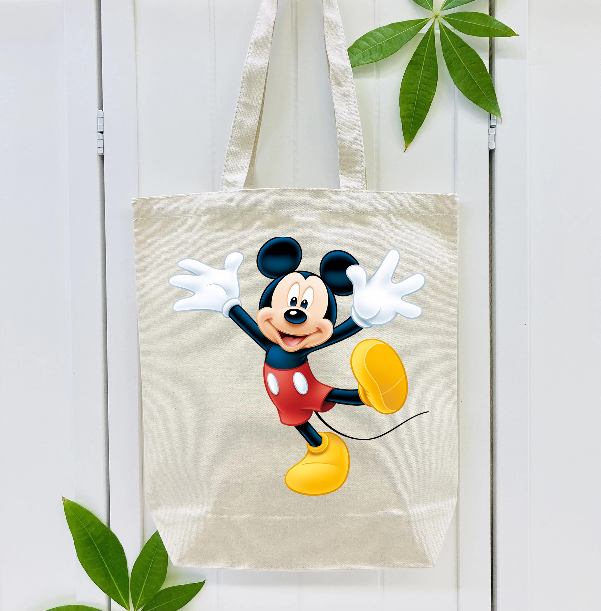 ミッキーマウス Mickey Mouse 縦型キャンバス生地手提げバッグ　トートバッグ