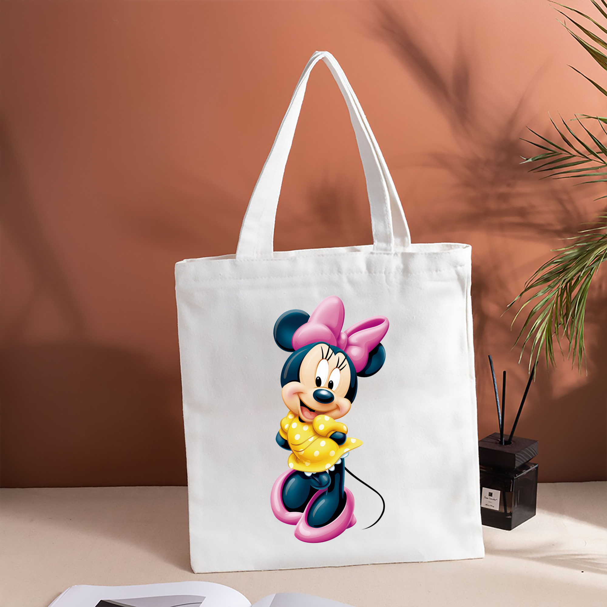 ミッキーマウス Mickey Mouse 縦型キャンバス生地手提げバッグ　トートバッグ