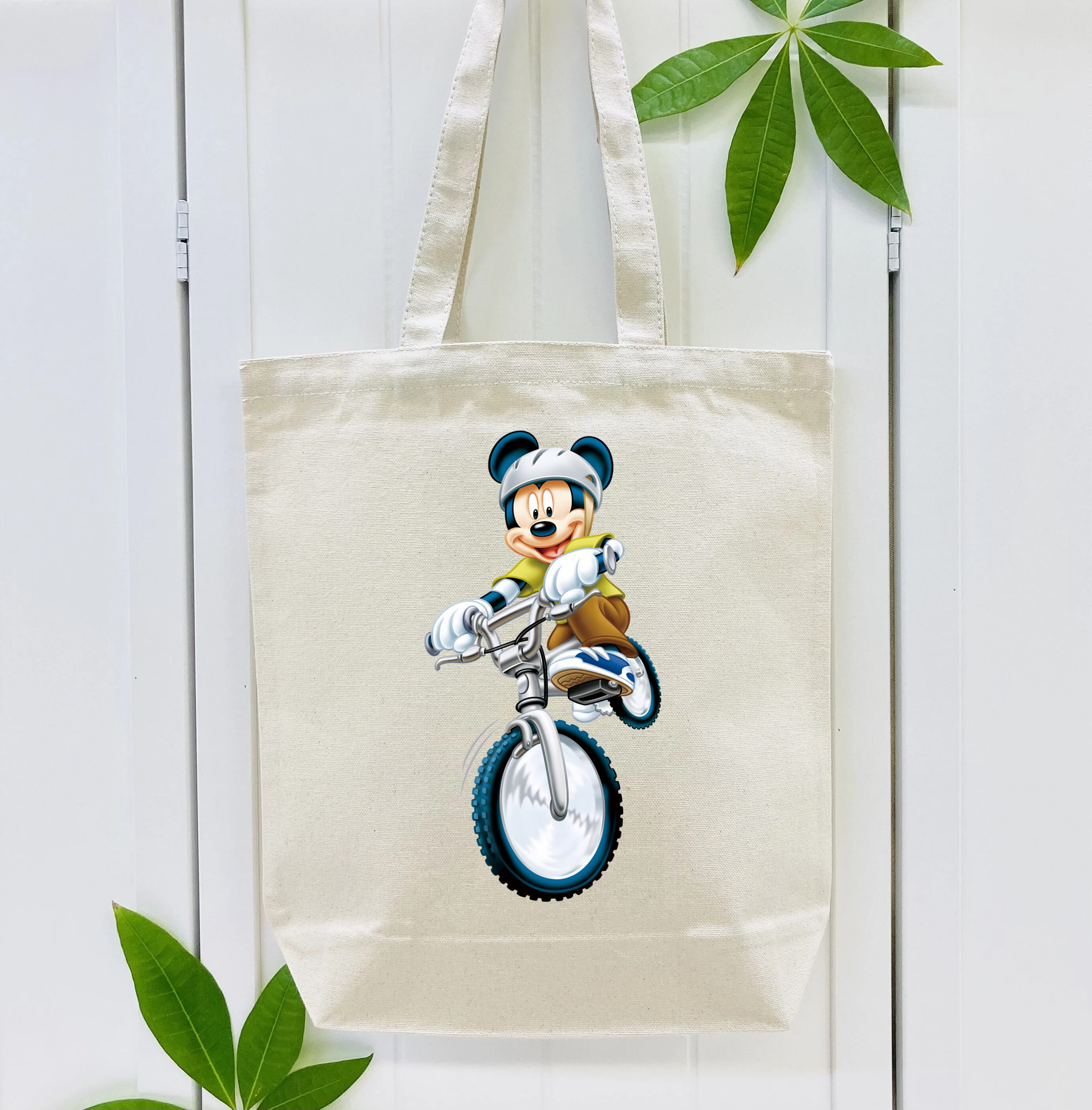 ミッキーマウス Mickey Mouse 縦型キャンバス生地手提げバッグ　トートバッグ