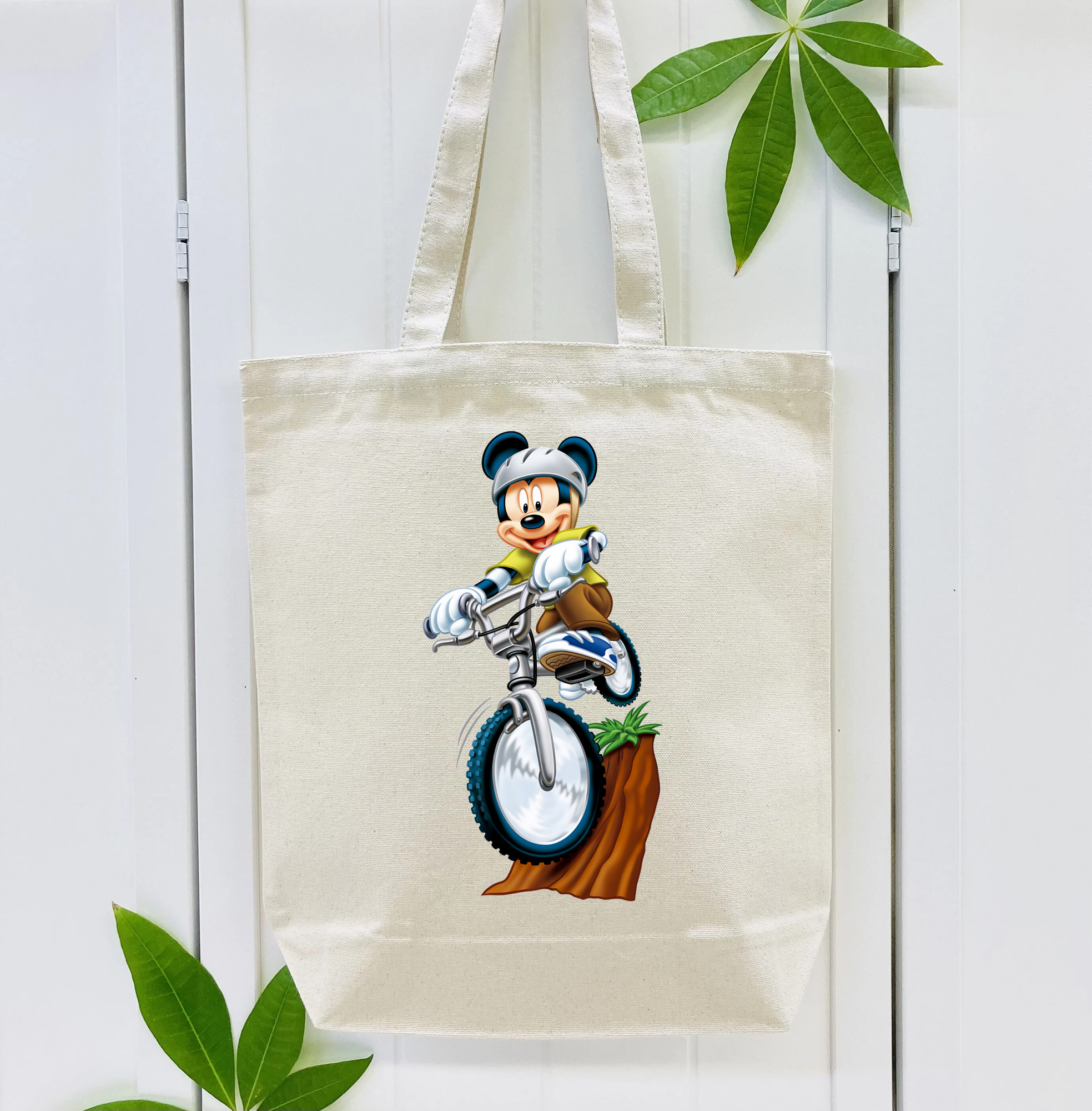 ミッキーマウス Mickey Mouse 縦型キャンバス生地手提げバッグ　トートバッグ