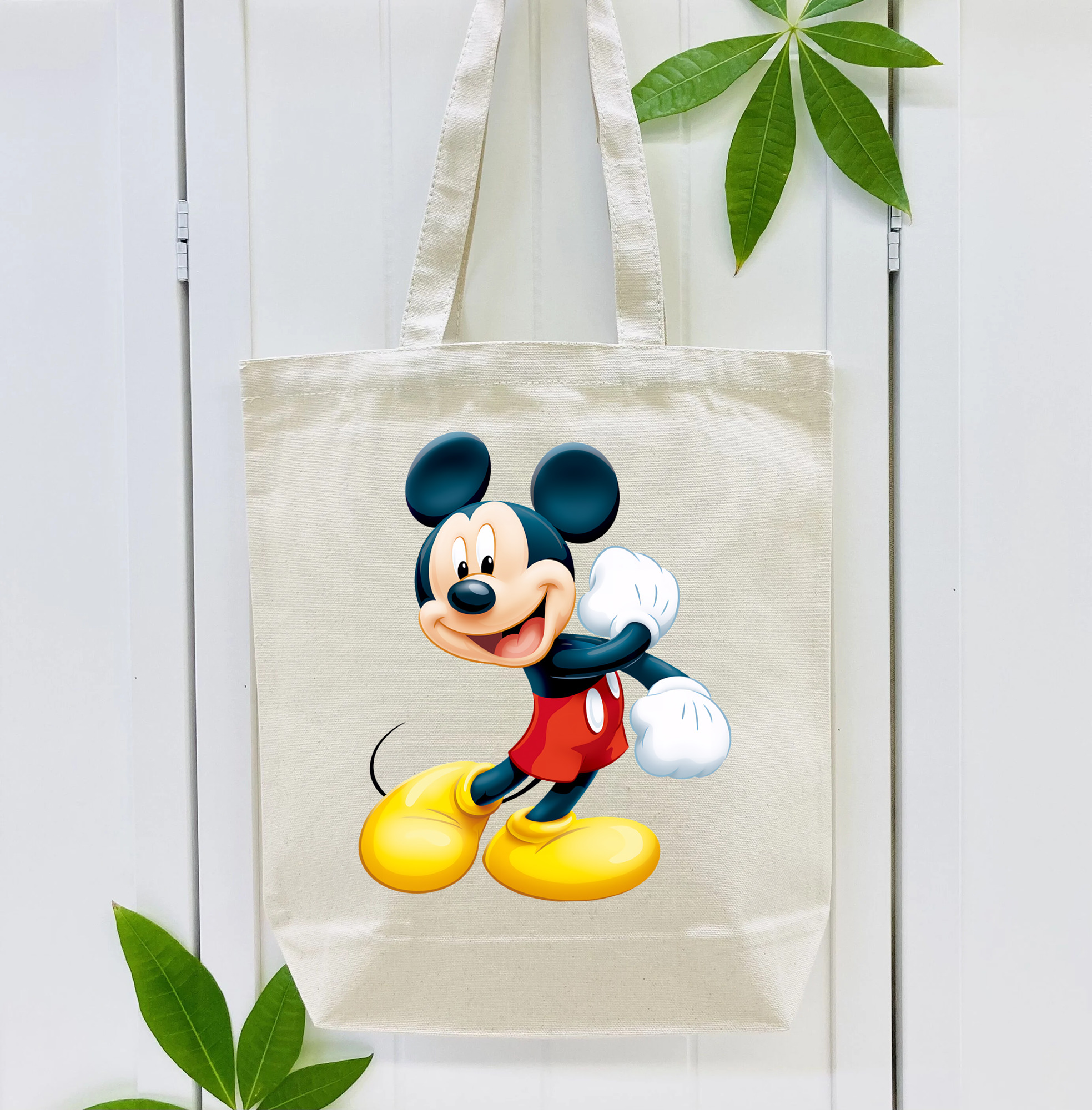ミッキーマウス Mickey Mouse 縦型キャンバス生地手提げバッグ　トートバッグ