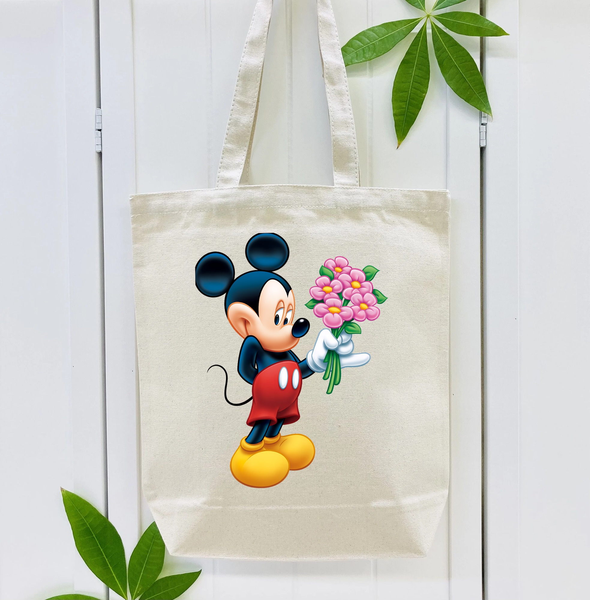ミッキーマウス Mickey Mouse 縦型キャンバス生地手提げバッグ　トートバッグ
