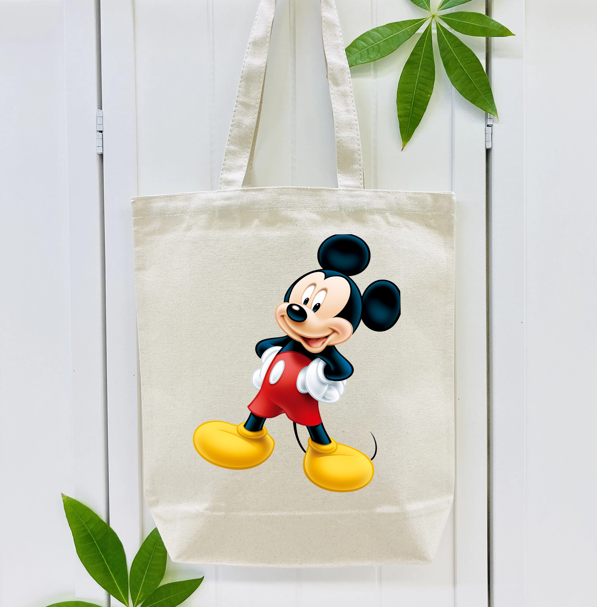 ミッキーマウス Mickey Mouse 縦型キャンバス生地手提げバッグ　トートバッグ