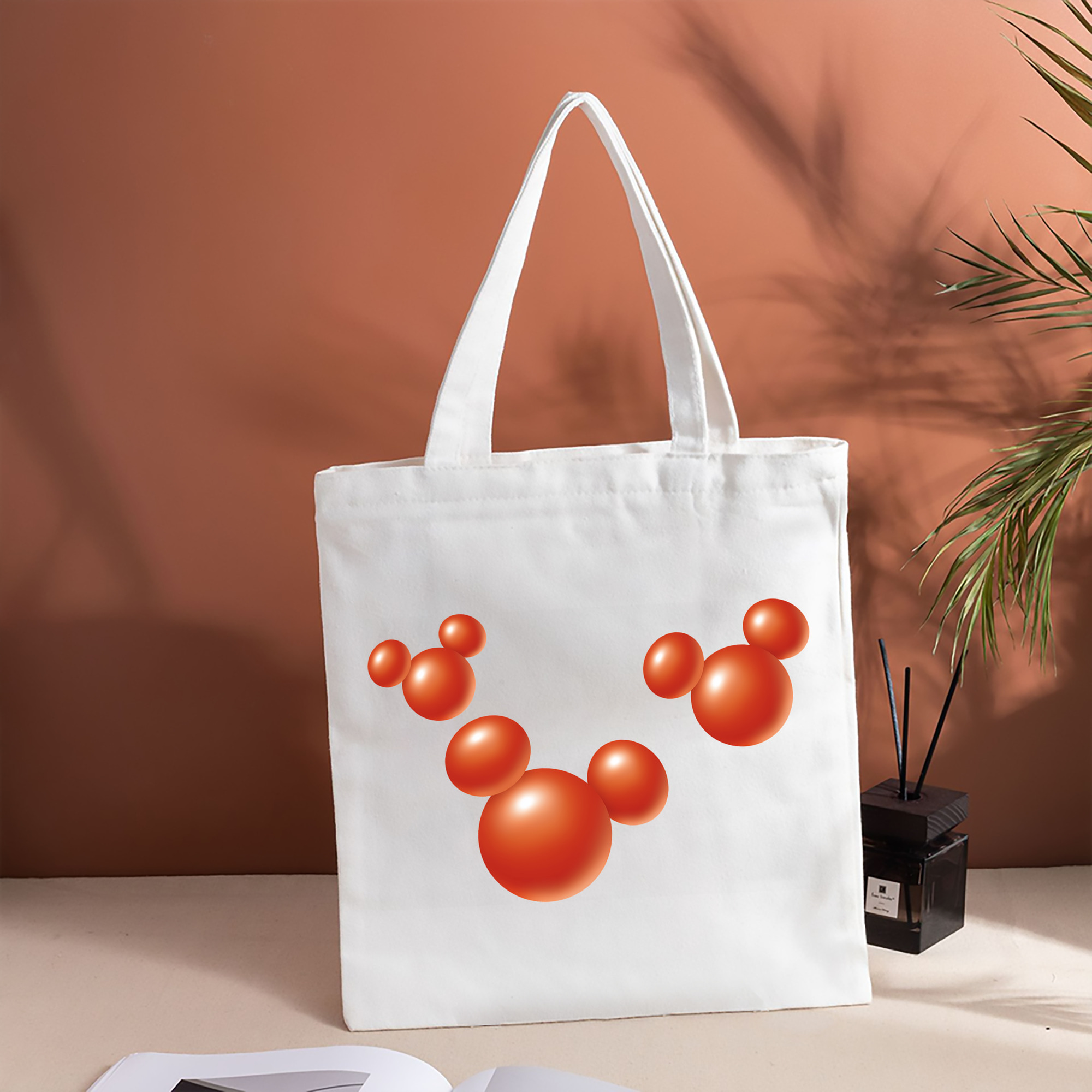 ミッキーマウス Mickey Mouse 縦型キャンバス生地手提げバッグ　トートバッグ