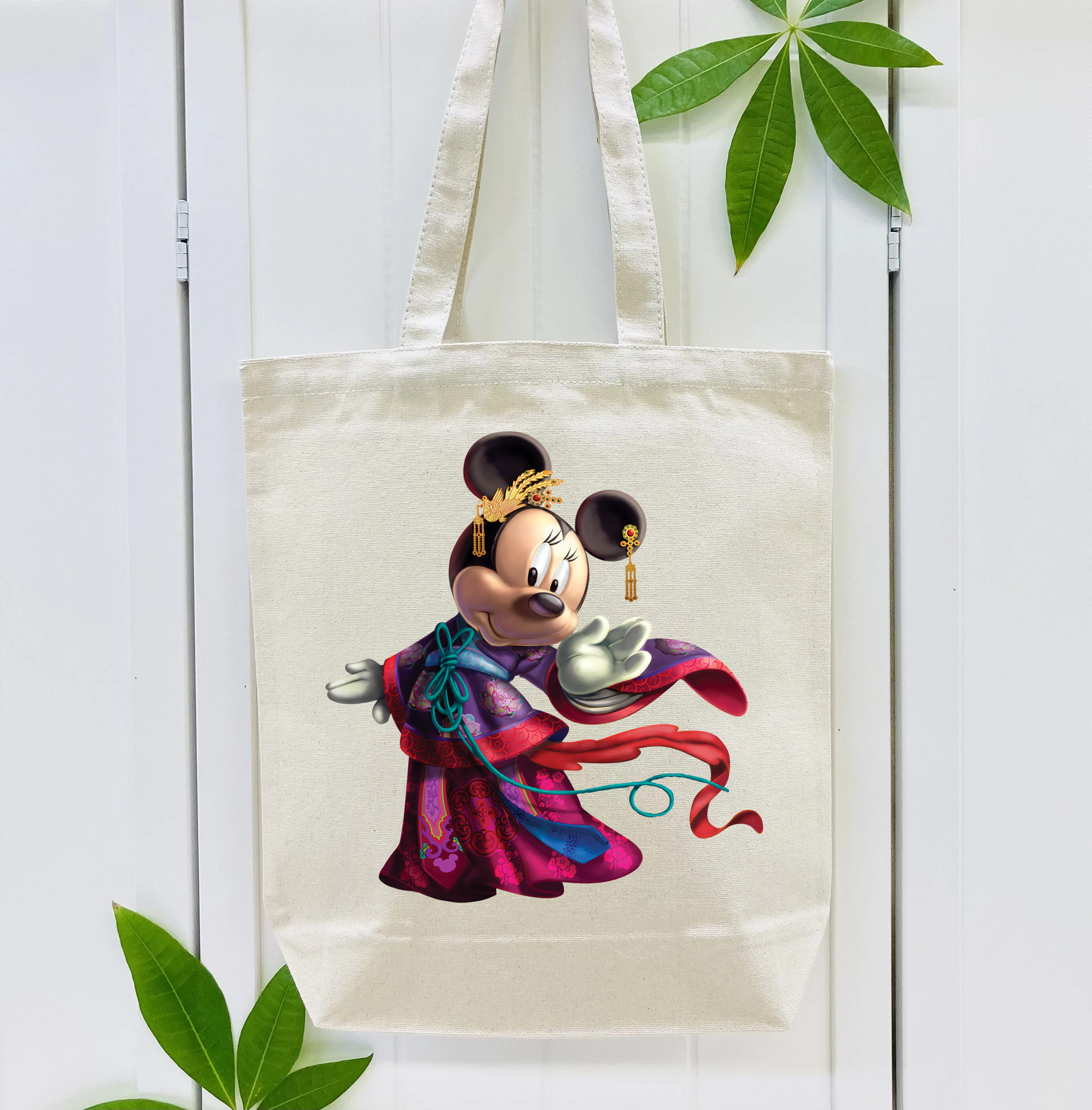 ミッキーマウス Mickey Mouse 縦型キャンバス生地手提げバッグ　トートバッグ