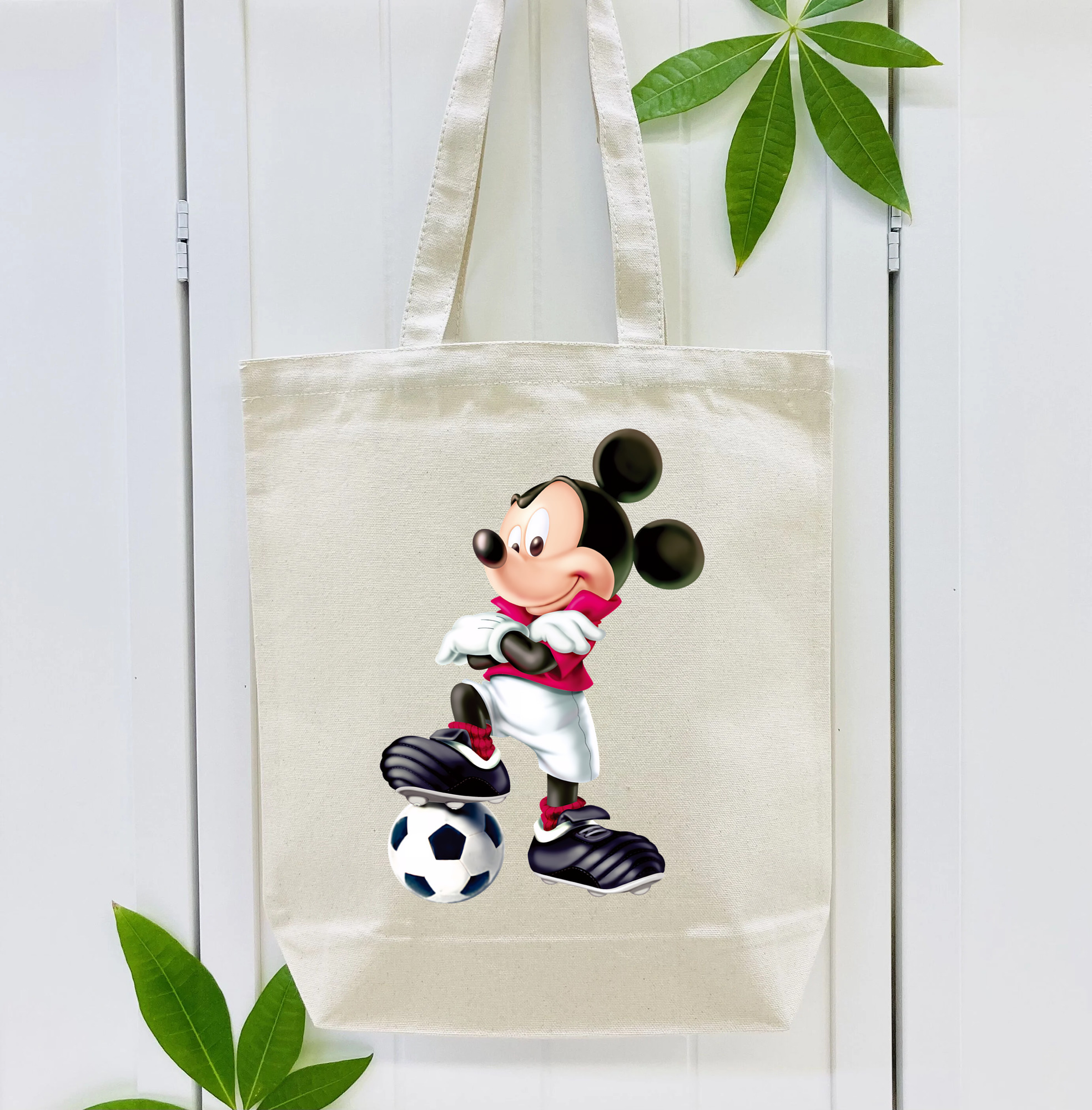 ミッキーマウス Mickey Mouse 縦型キャンバス生地手提げバッグ　トートバッグ