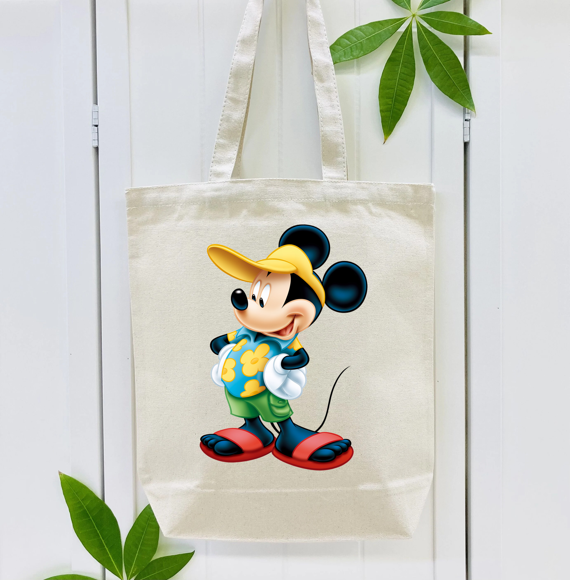 ミッキーマウス Mickey Mouse 縦型キャンバス生地手提げバッグ　トートバッグ