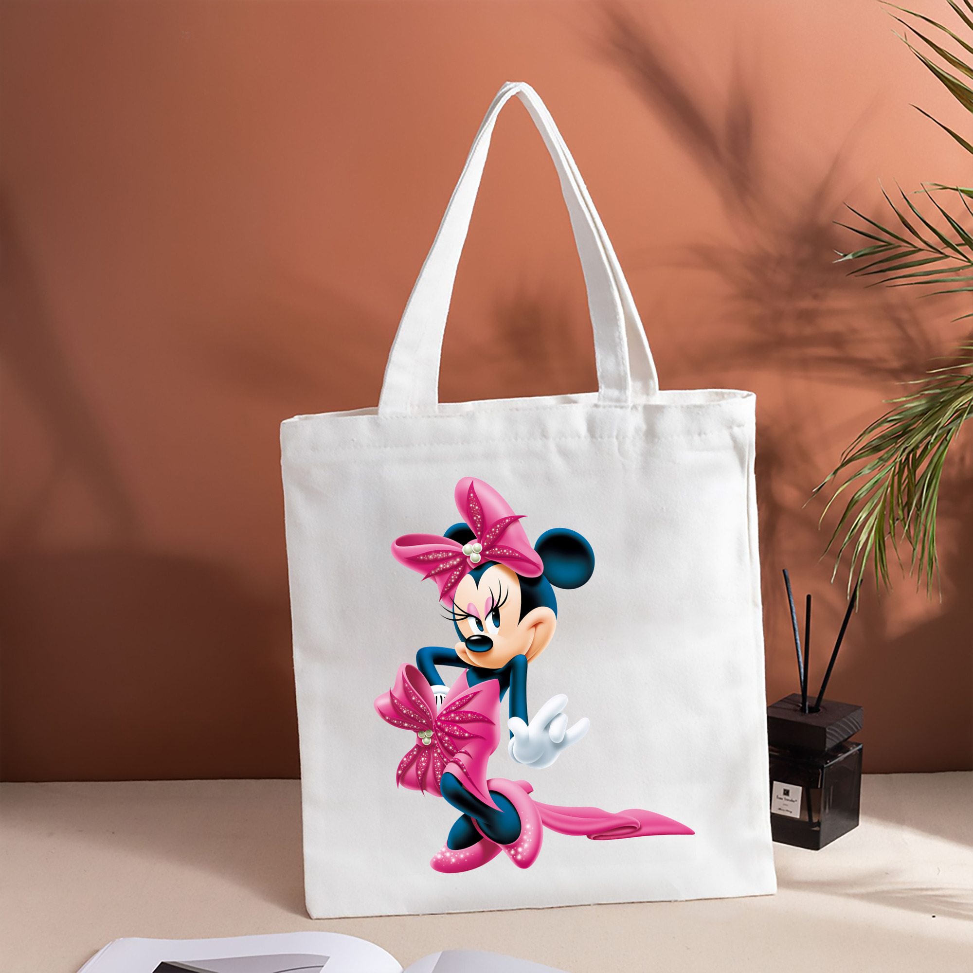 ミッキーマウス Mickey Mouse 縦型キャンバス生地手提げバッグ　トートバッグ