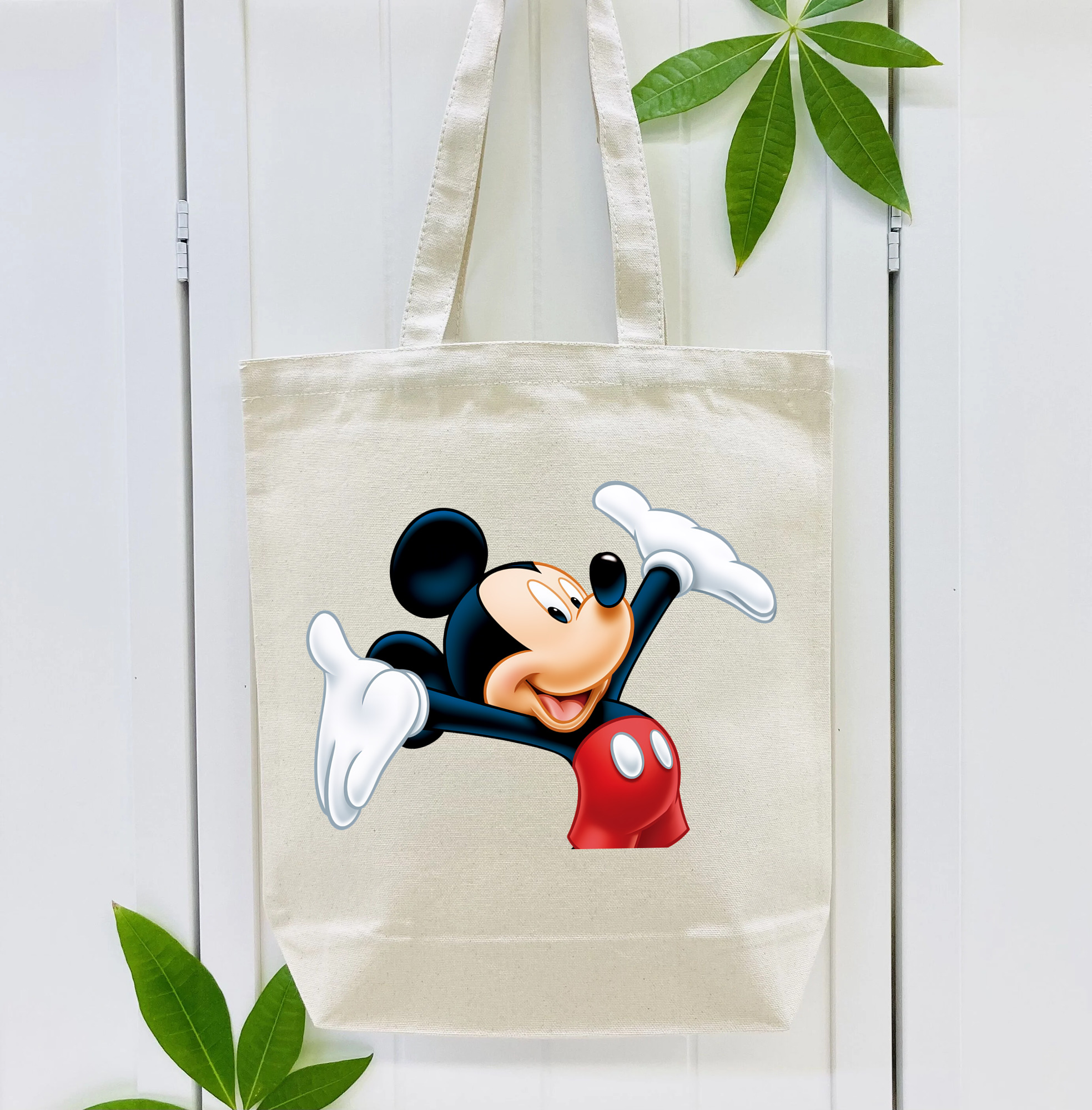 ミッキーマウス Mickey Mouse 縦型キャンバス生地手提げバッグ　トートバッグ
