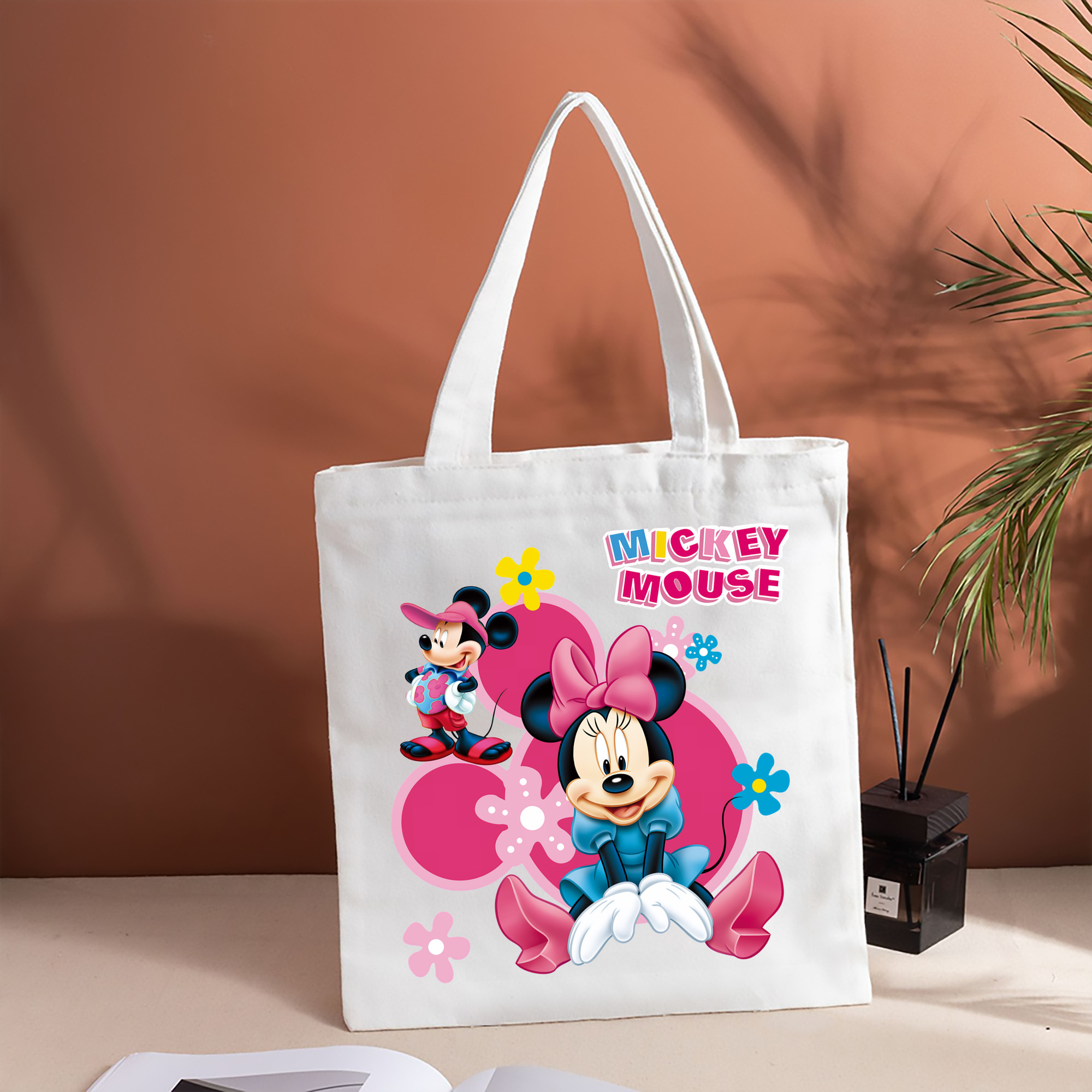 ミッキーマウス Mickey Mouse 縦型キャンバス生地手提げバッグ　トートバッグ