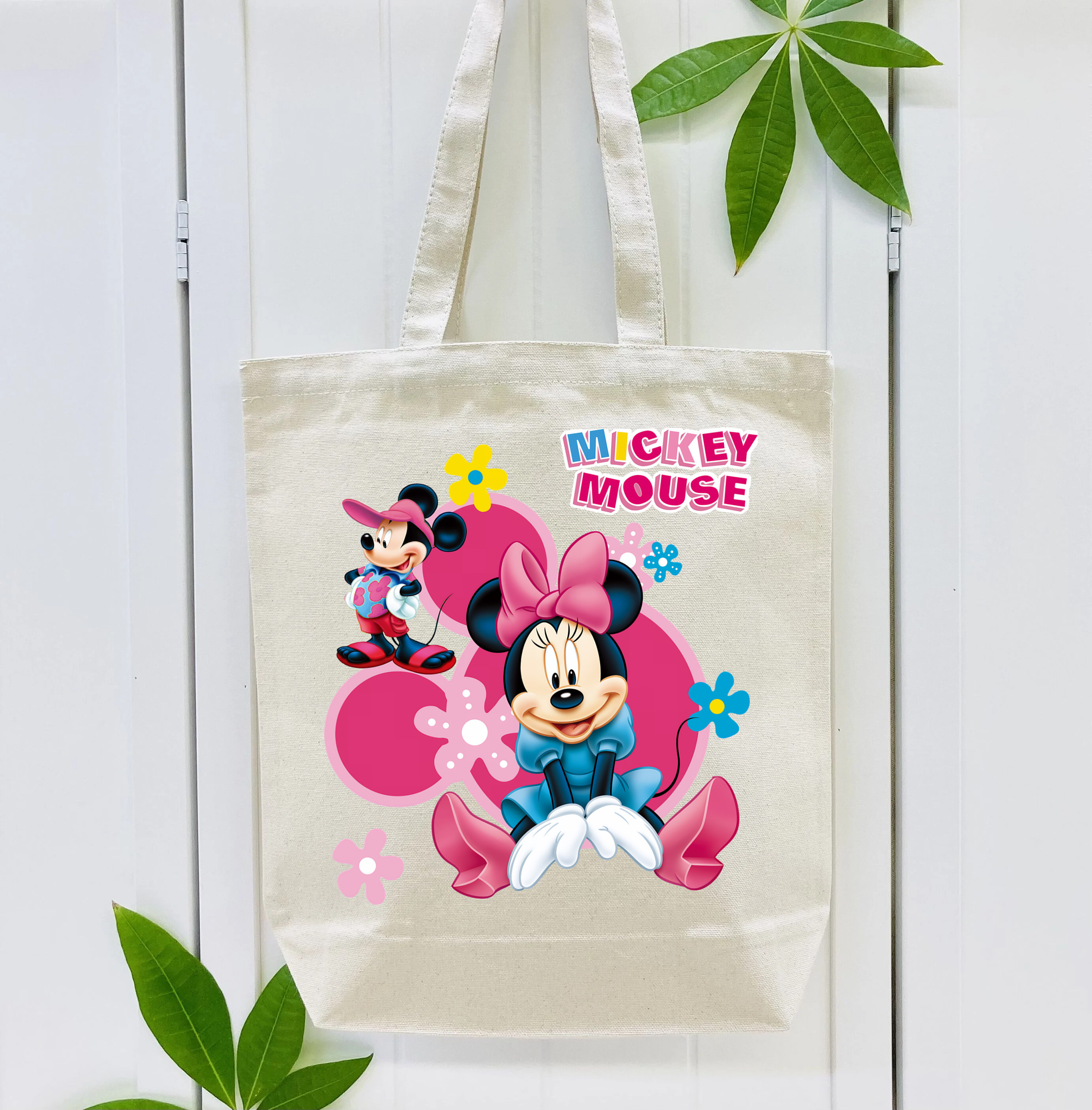 ミッキーマウス Mickey Mouse 縦型キャンバス生地手提げバッグ　トートバッグ