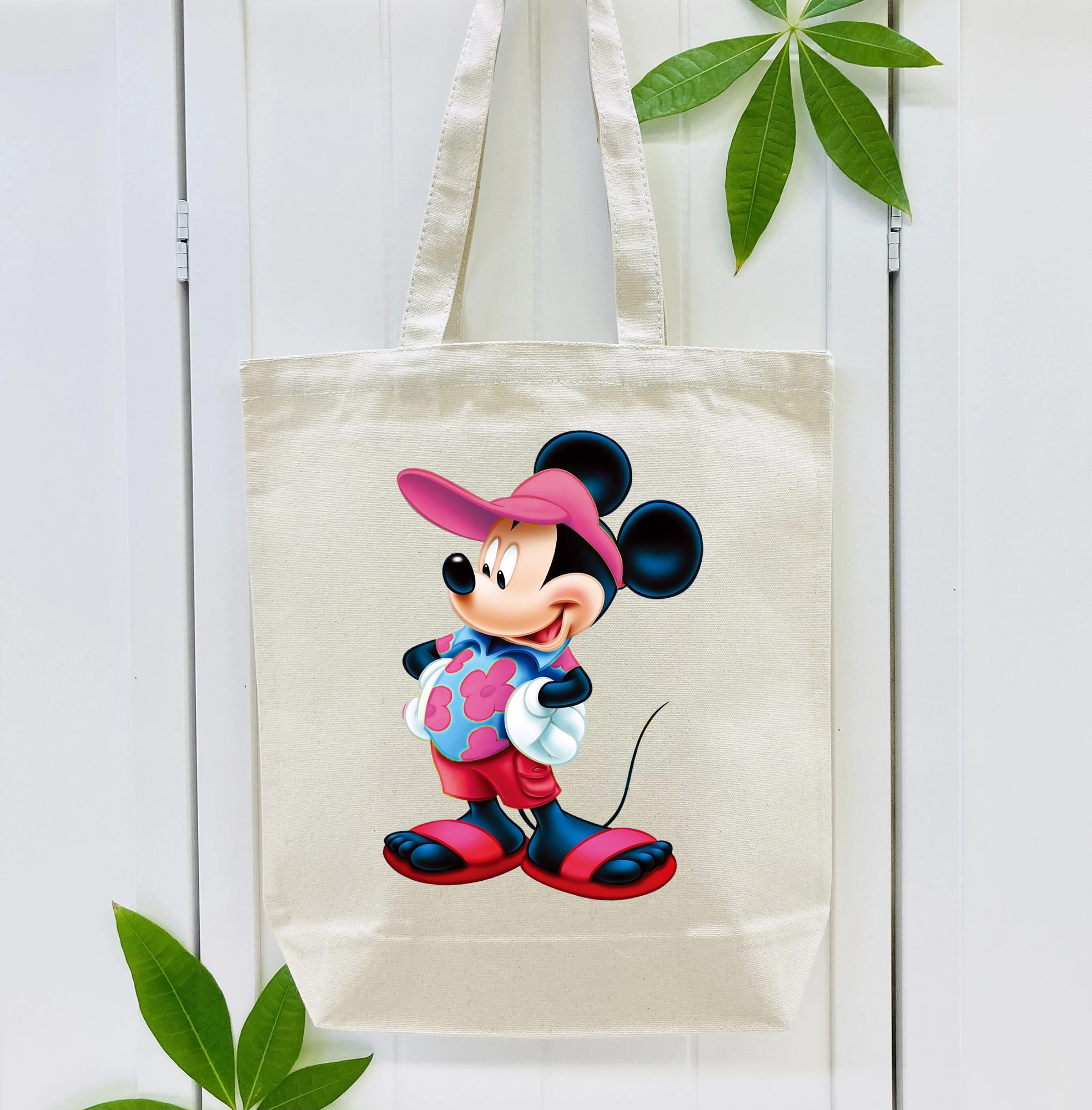 ミッキーマウス Mickey Mouse 縦型キャンバス生地手提げバッグ　トートバッグ
