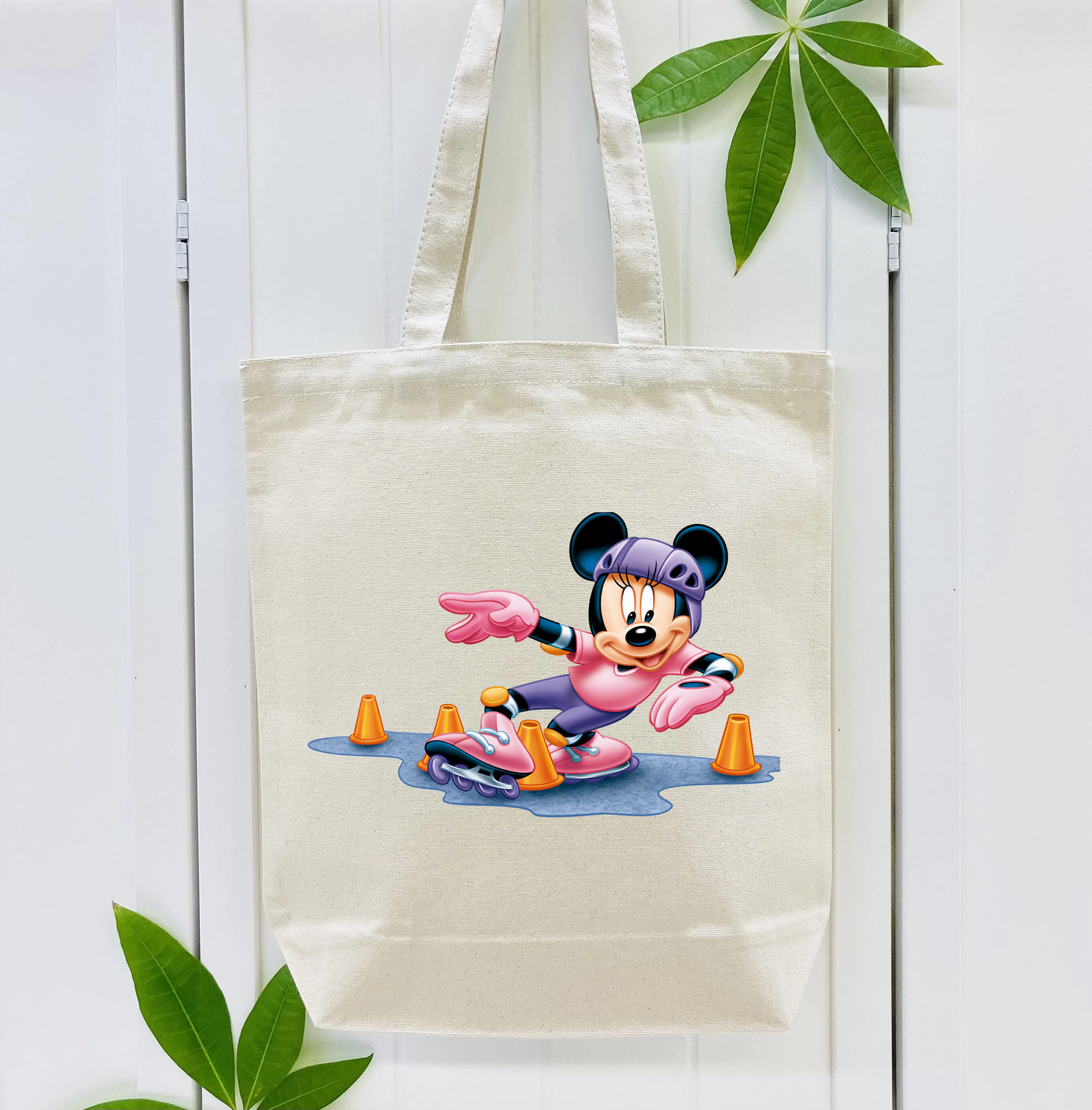 ミッキーマウス Mickey Mouse 縦型キャンバス生地手提げバッグ　トートバッグ