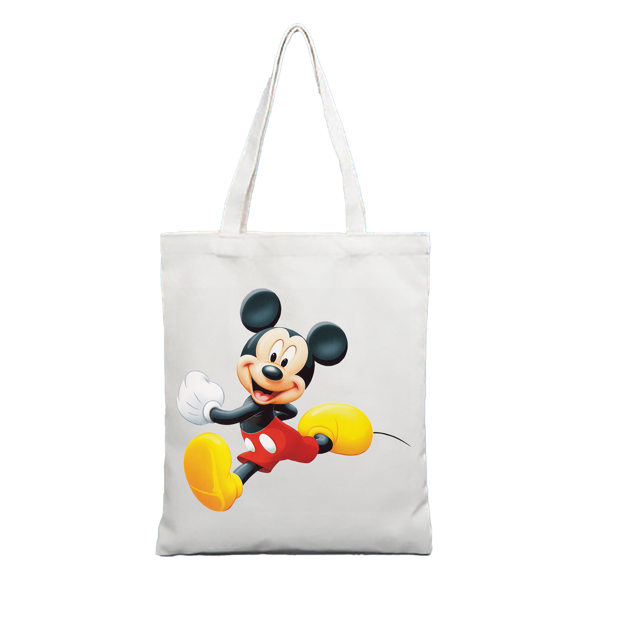 （画像用） ミッキーマウス Mickey Mouse 縦型キャンバス生地手提げバッグ　トートバッグ