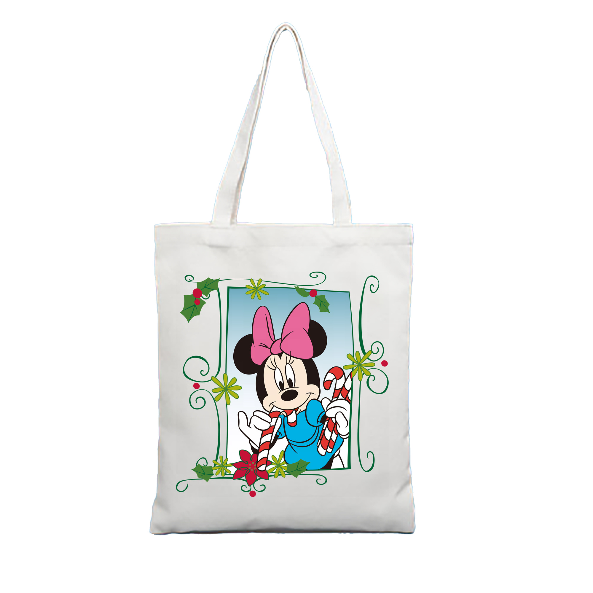 （画像用） ミッキーマウス Mickey Mouse 縦型キャンバス生地手提げバッグ　トートバッグ