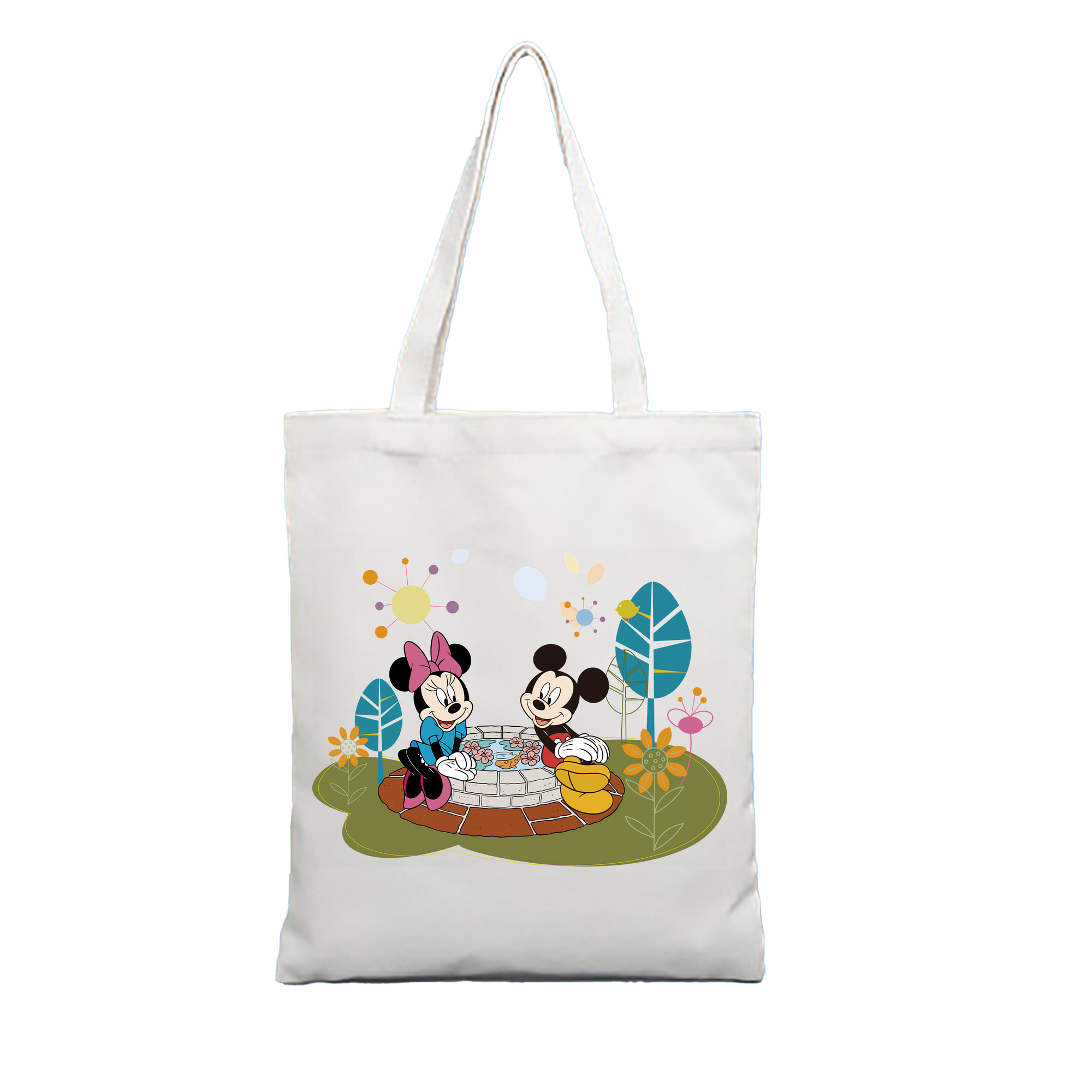 （画像用） ミッキーマウス Mickey Mouse 縦型キャンバス生地手提げバッグ　トートバッグ