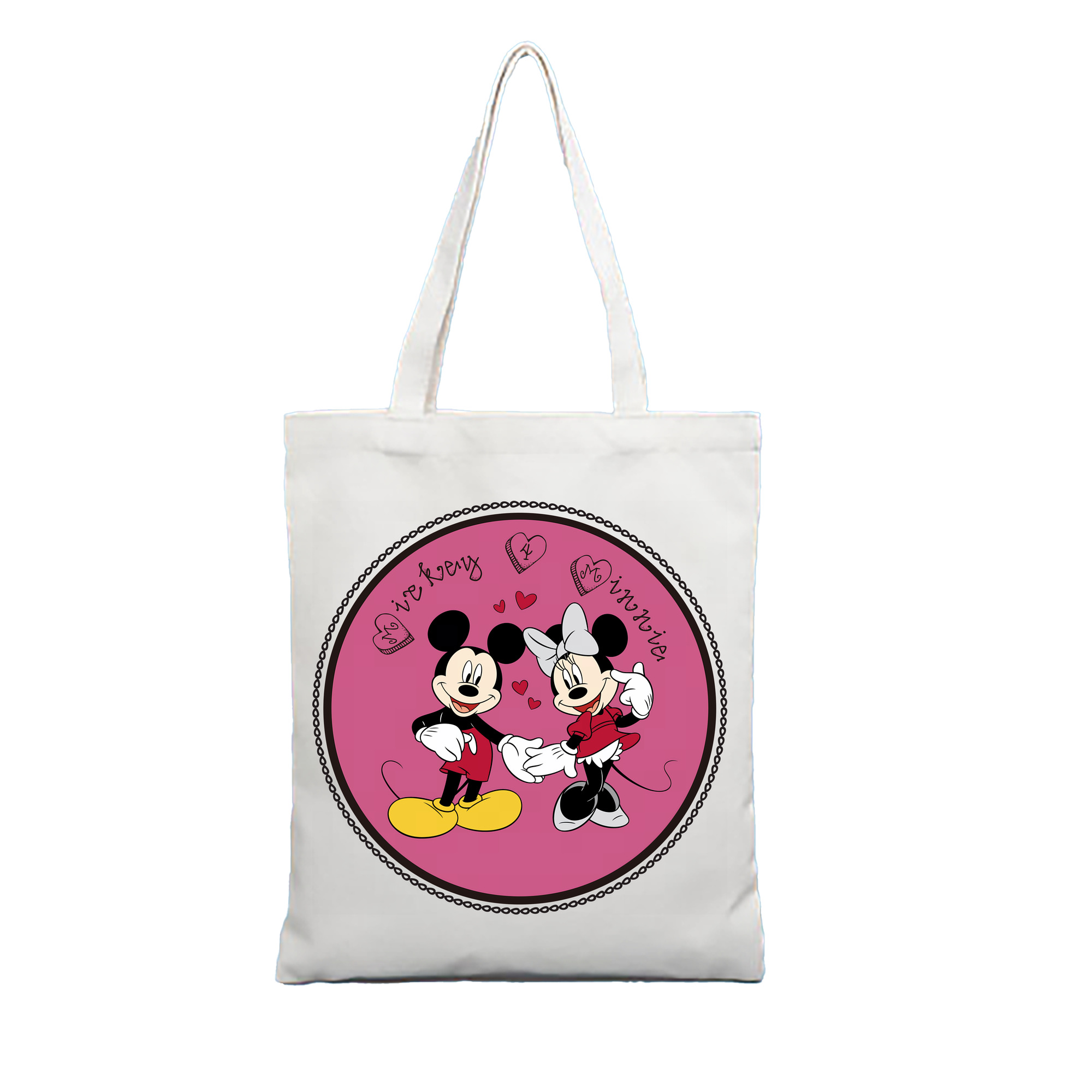 （画像用） ミッキーマウス Mickey Mouse 縦型キャンバス生地手提げバッグ　トートバッグ