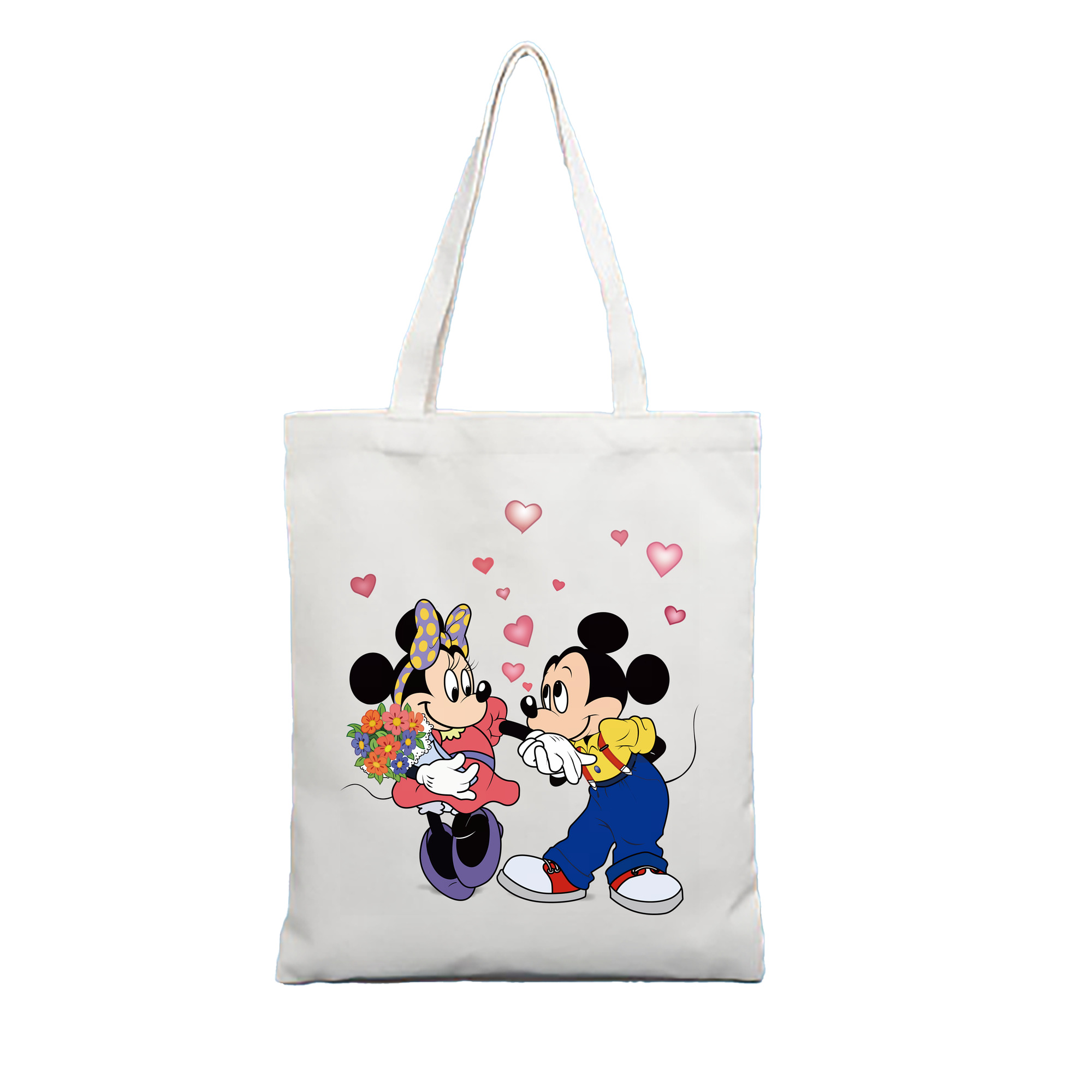 （画像用） ミッキーマウス Mickey Mouse 縦型キャンバス生地手提げバッグ　トートバッグ