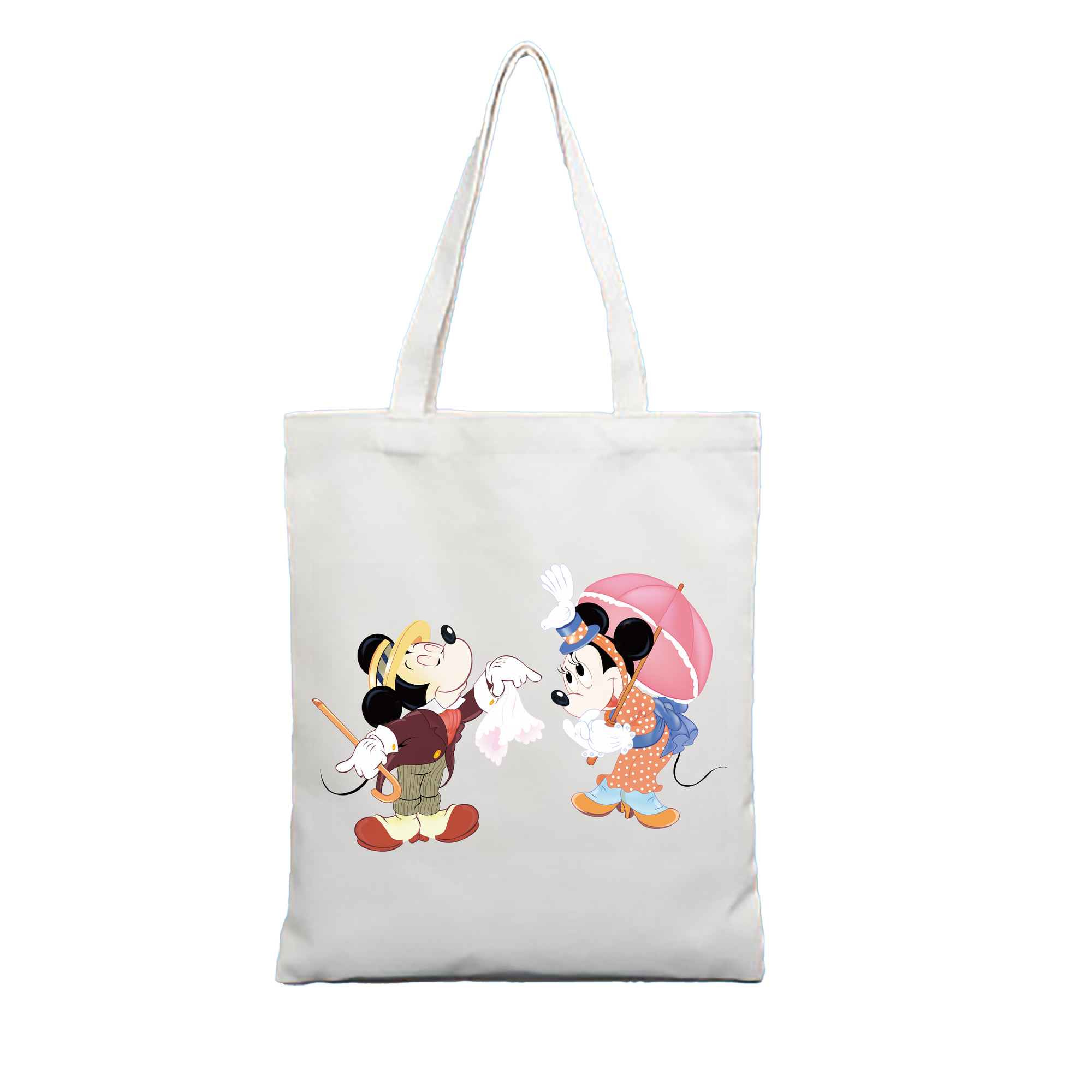 （画像用） ミッキーマウス Mickey Mouse 縦型キャンバス生地手提げバッグ　トートバッグ