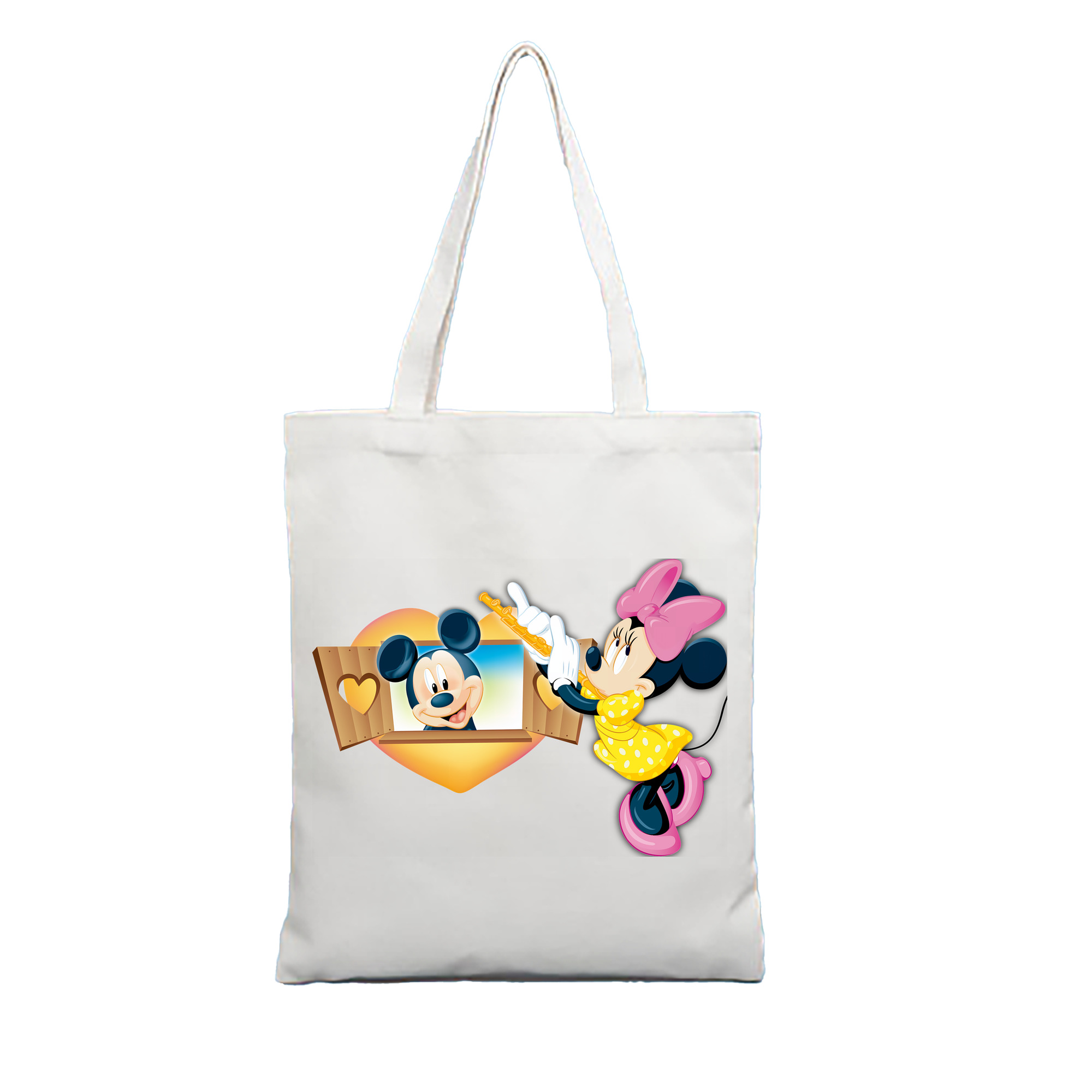 （画像用） ミッキーマウス Mickey Mouse 縦型キャンバス生地手提げバッグ　トートバッグ