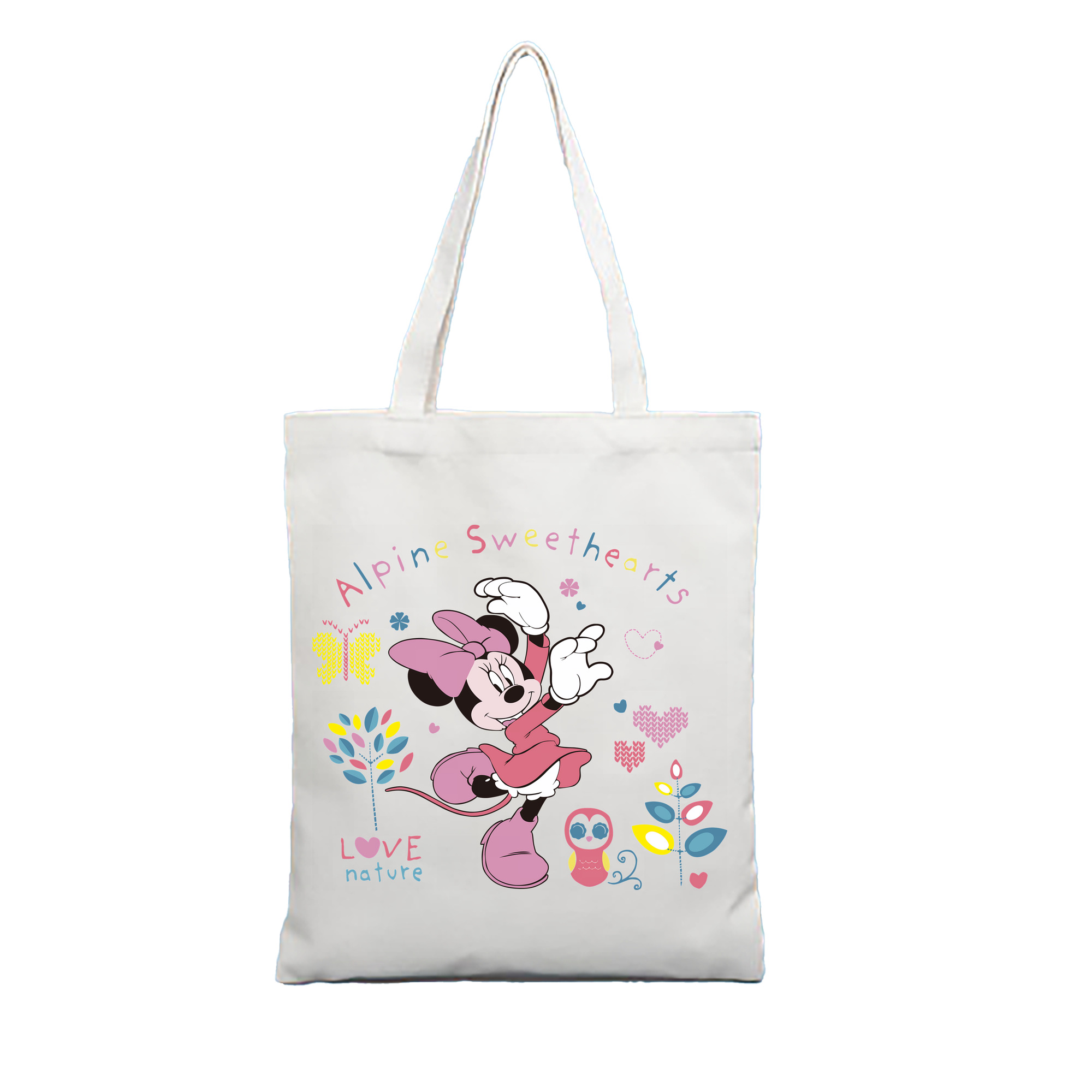 （画像用） ミッキーマウス Mickey Mouse 縦型キャンバス生地手提げバッグ　トートバッグ
