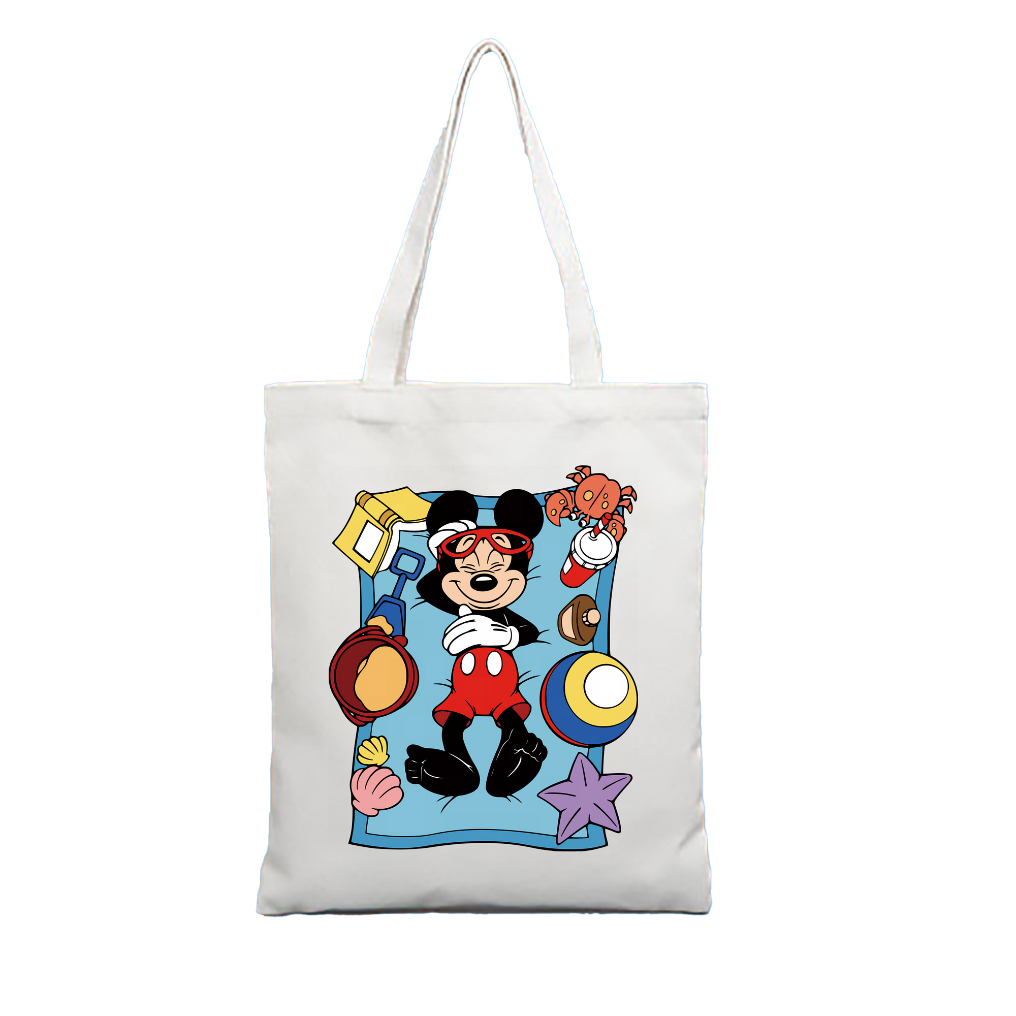 （画像用） ミッキーマウス Mickey Mouse 縦型キャンバス生地手提げバッグ　トートバッグ