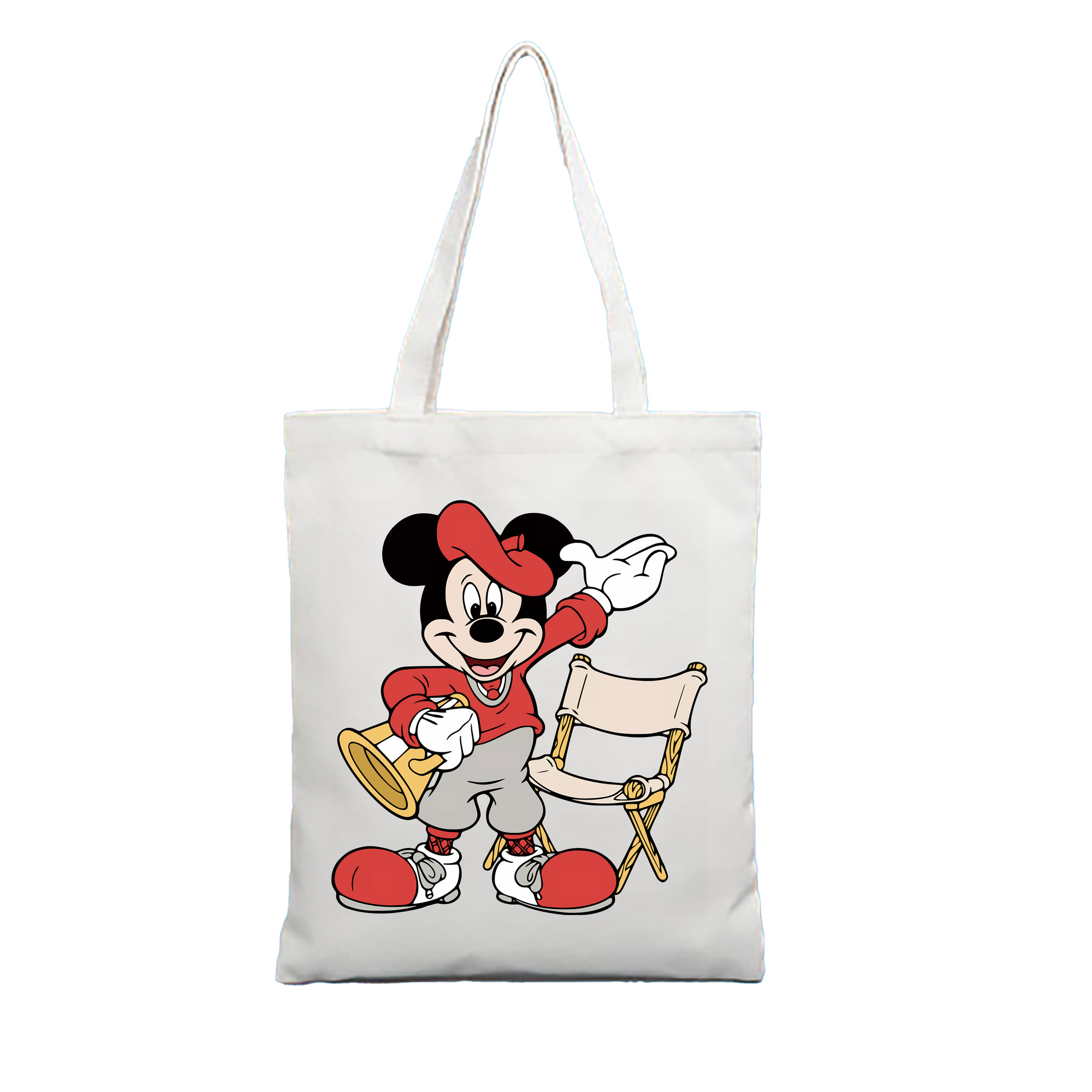 （画像用） ミッキーマウス Mickey Mouse 縦型キャンバス生地手提げバッグ　トートバッグ
