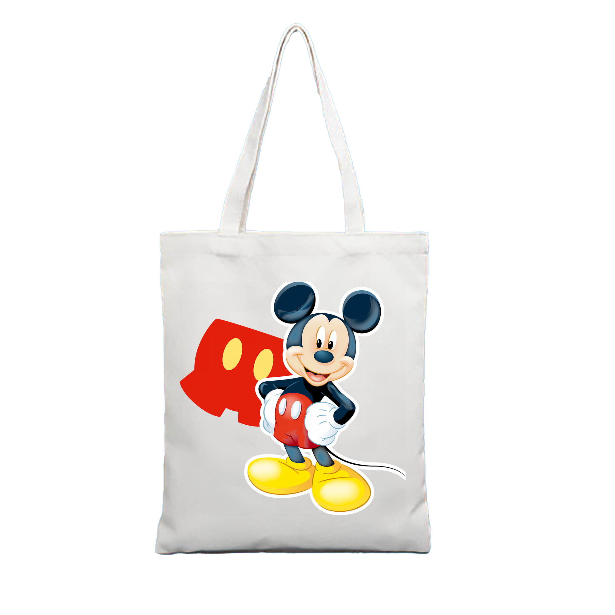 （画像用） ミッキーマウス Mickey Mouse 縦型キャンバス生地手提げバッグ　トートバッグ