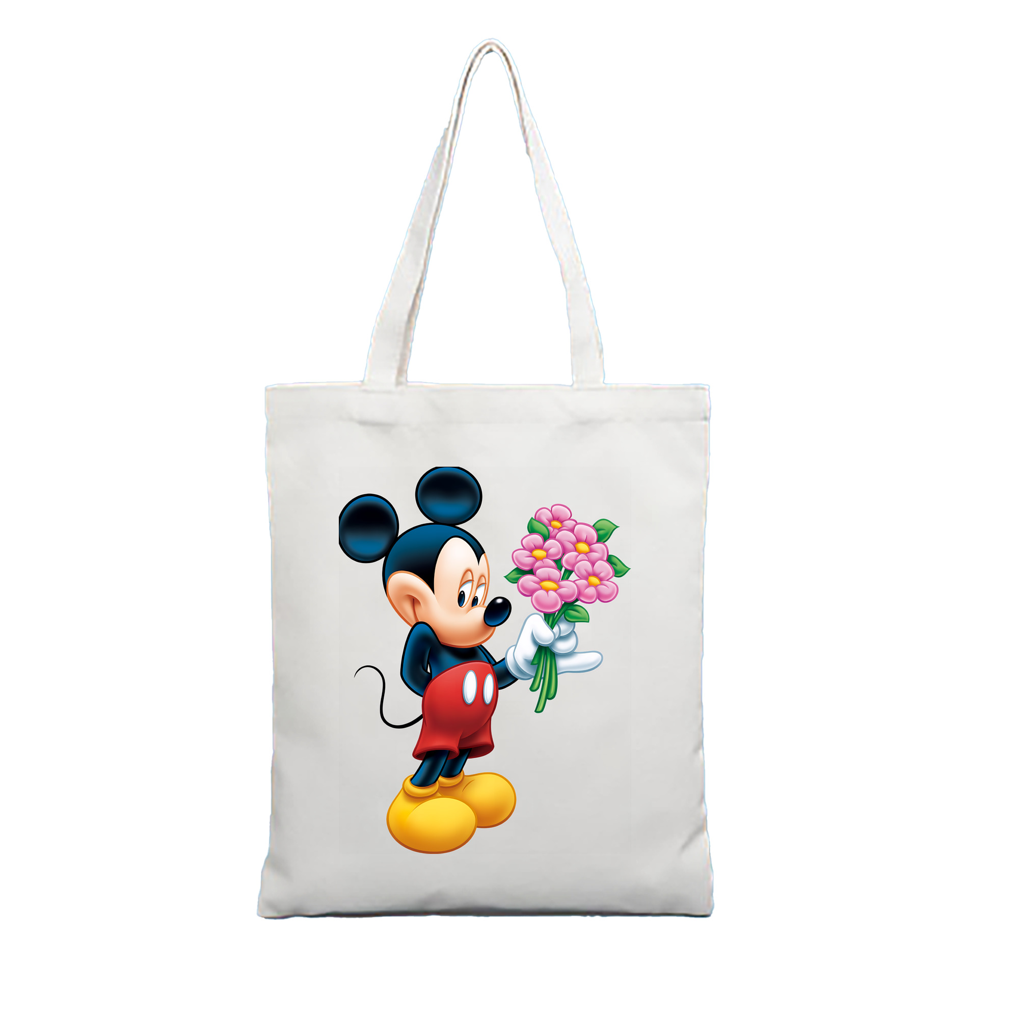 （画像用） ミッキーマウス Mickey Mouse 縦型キャンバス生地手提げバッグ　トートバッグ