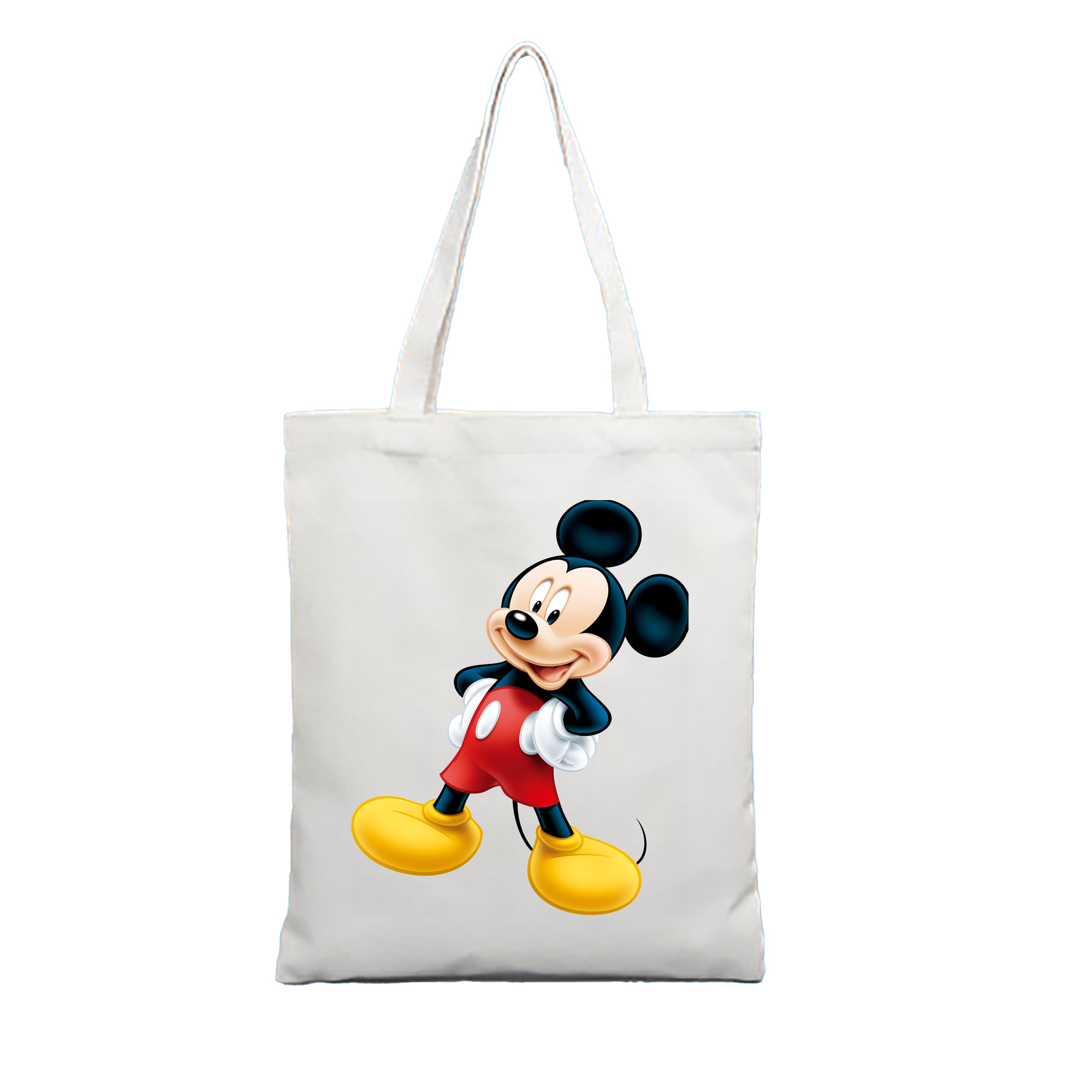 （画像用） ミッキーマウス Mickey Mouse 縦型キャンバス生地手提げバッグ　トートバッグ