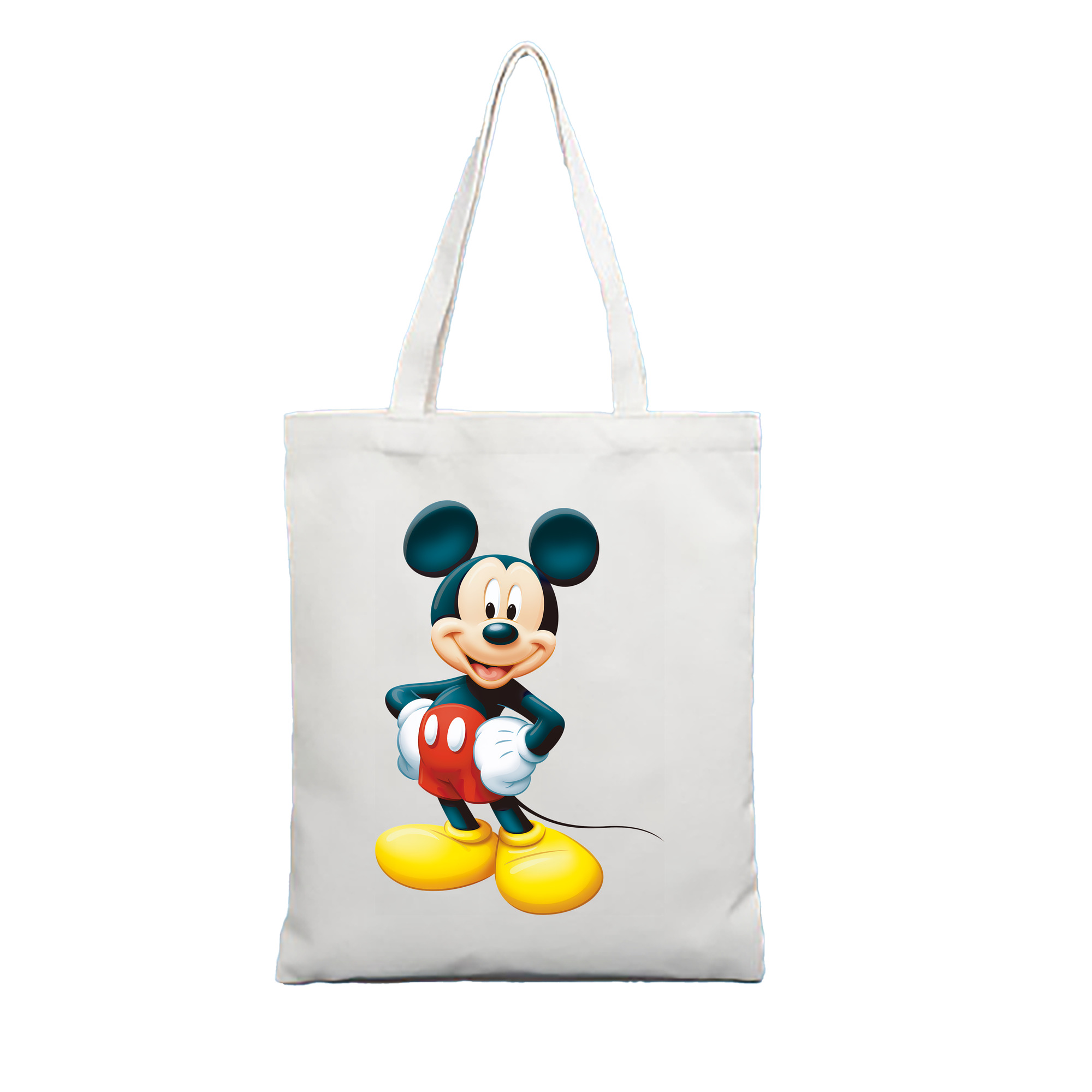 （画像用） ミッキーマウス Mickey Mouse 縦型キャンバス生地手提げバッグ　トートバッグ