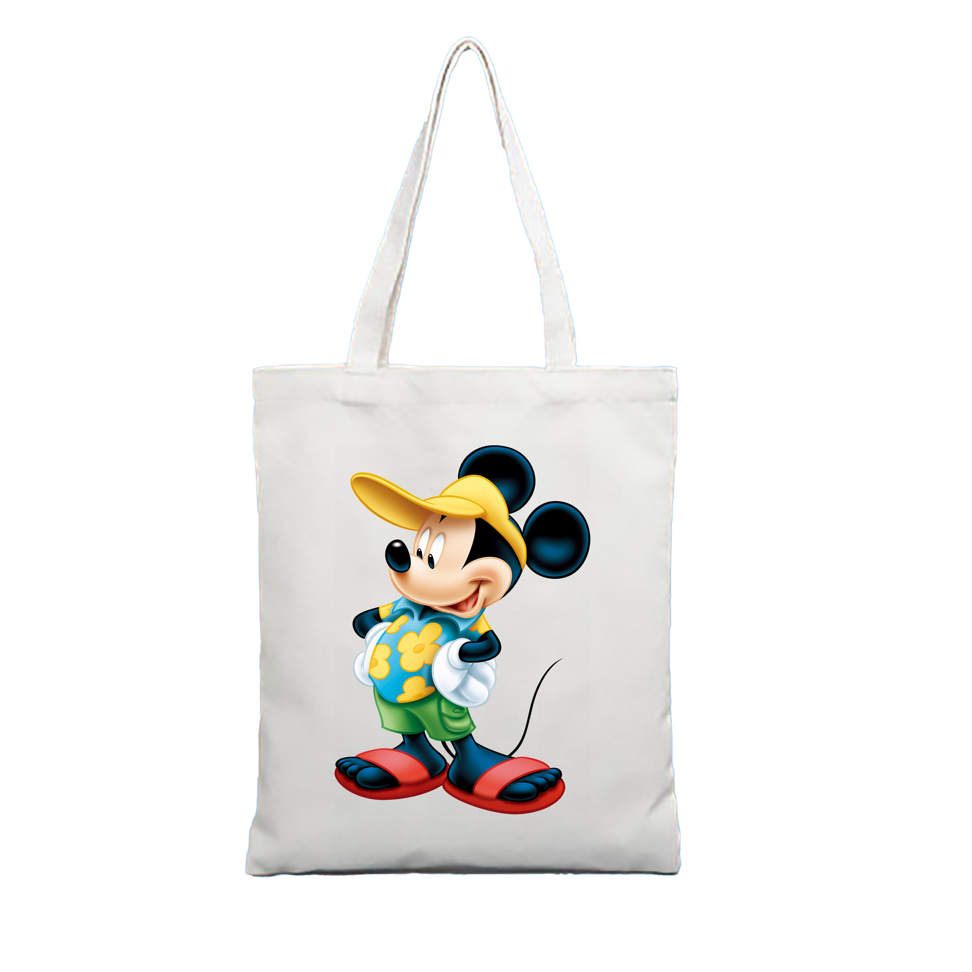 （画像用） ミッキーマウス Mickey Mouse 縦型キャンバス生地手提げバッグ　トートバッグ