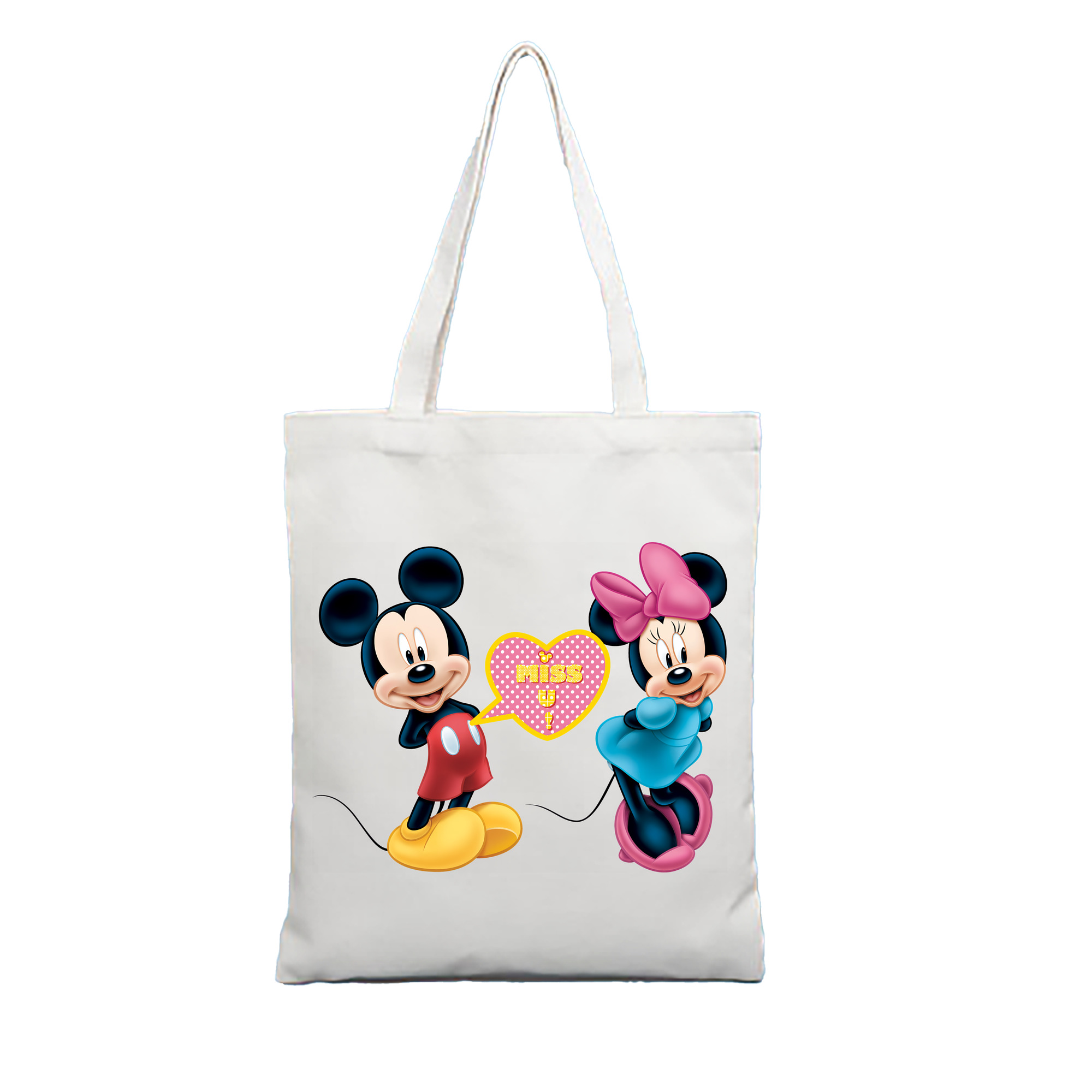 （画像用） ミッキーマウス Mickey Mouse 縦型キャンバス生地手提げバッグ　トートバッグ
