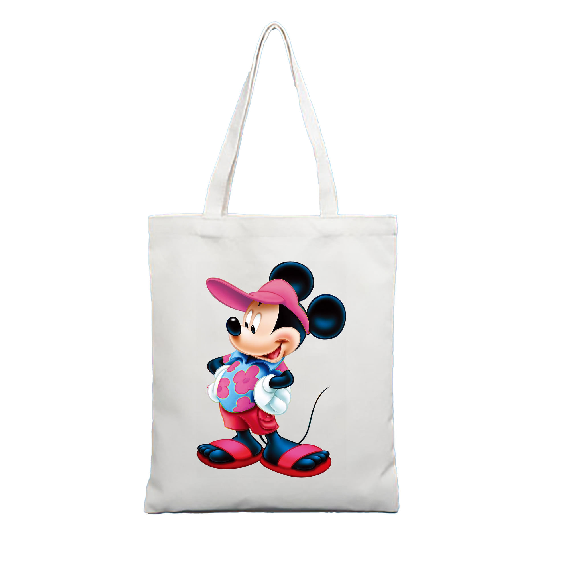 （画像用） ミッキーマウス Mickey Mouse 縦型キャンバス生地手提げバッグ　トートバッグ