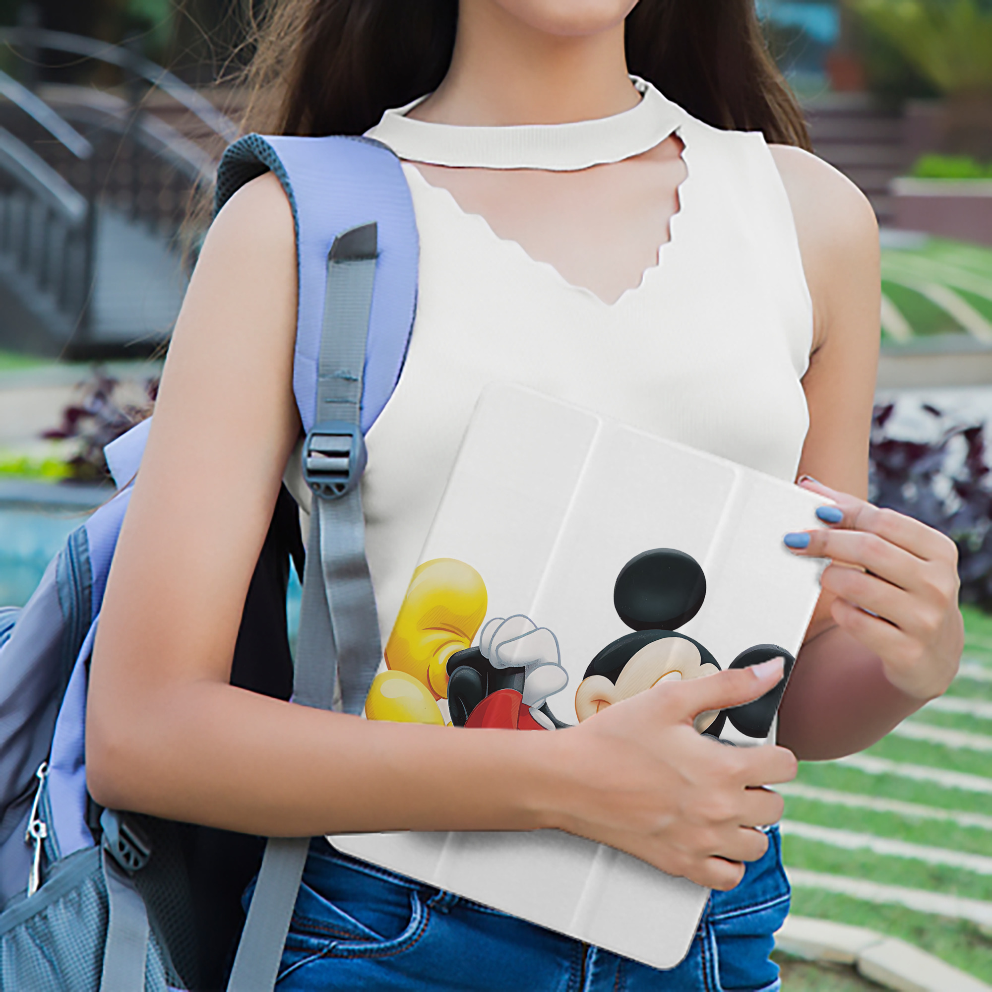 ミッキーマウス Mickey Mouse IPad ケース ペン収納付き 三つ折りスタンド PUレザー×シリコン 対応機種9.5/10.5/10.9インチ