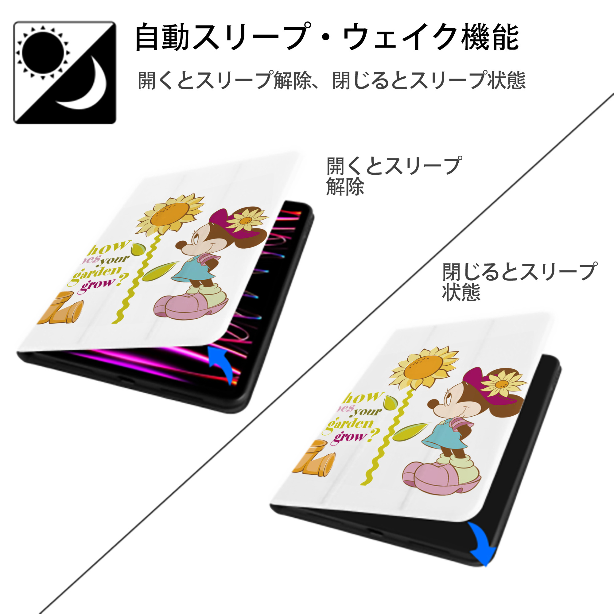 ミッキーマウス Mickey Mouse IPad ケース ペン収納付き 三つ折りスタンド PUレザー×シリコン 対応機種9.5/10.5/10.9インチ