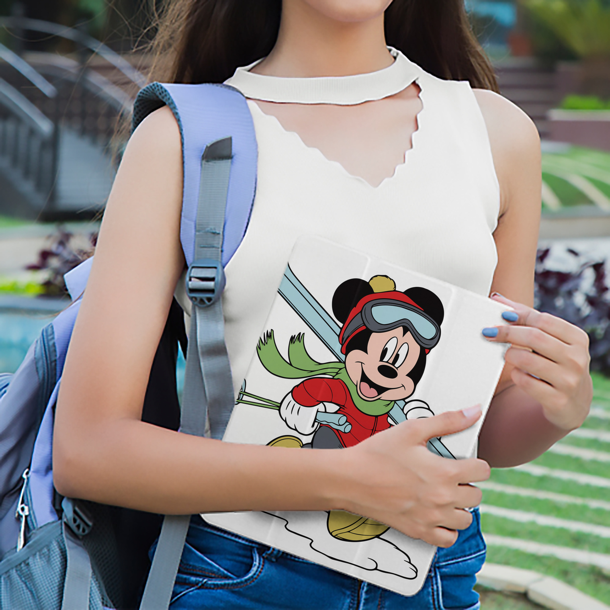 ミッキーマウス Mickey Mouse IPad ケース ペン収納付き 三つ折りスタンド PUレザー×シリコン 対応機種9.5/10.5/10.9インチ