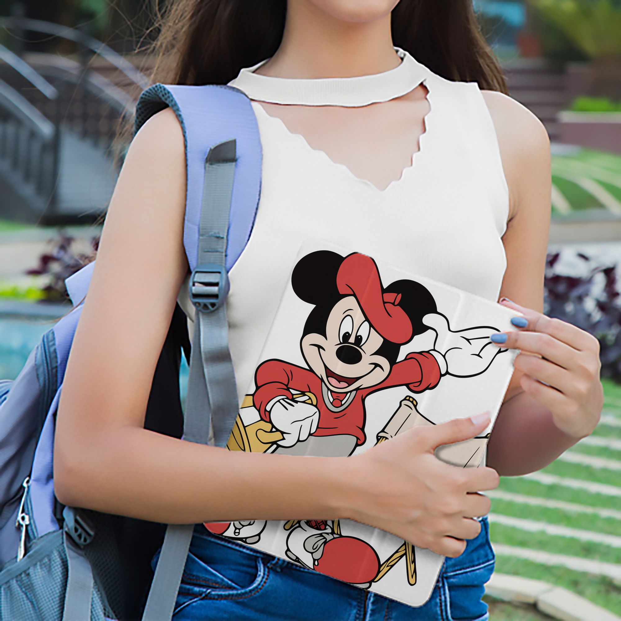 ミッキーマウス Mickey Mouse IPad ケース ペン収納付き 三つ折りスタンド PUレザー×シリコン 対応機種9.5/10.5/10.9インチ