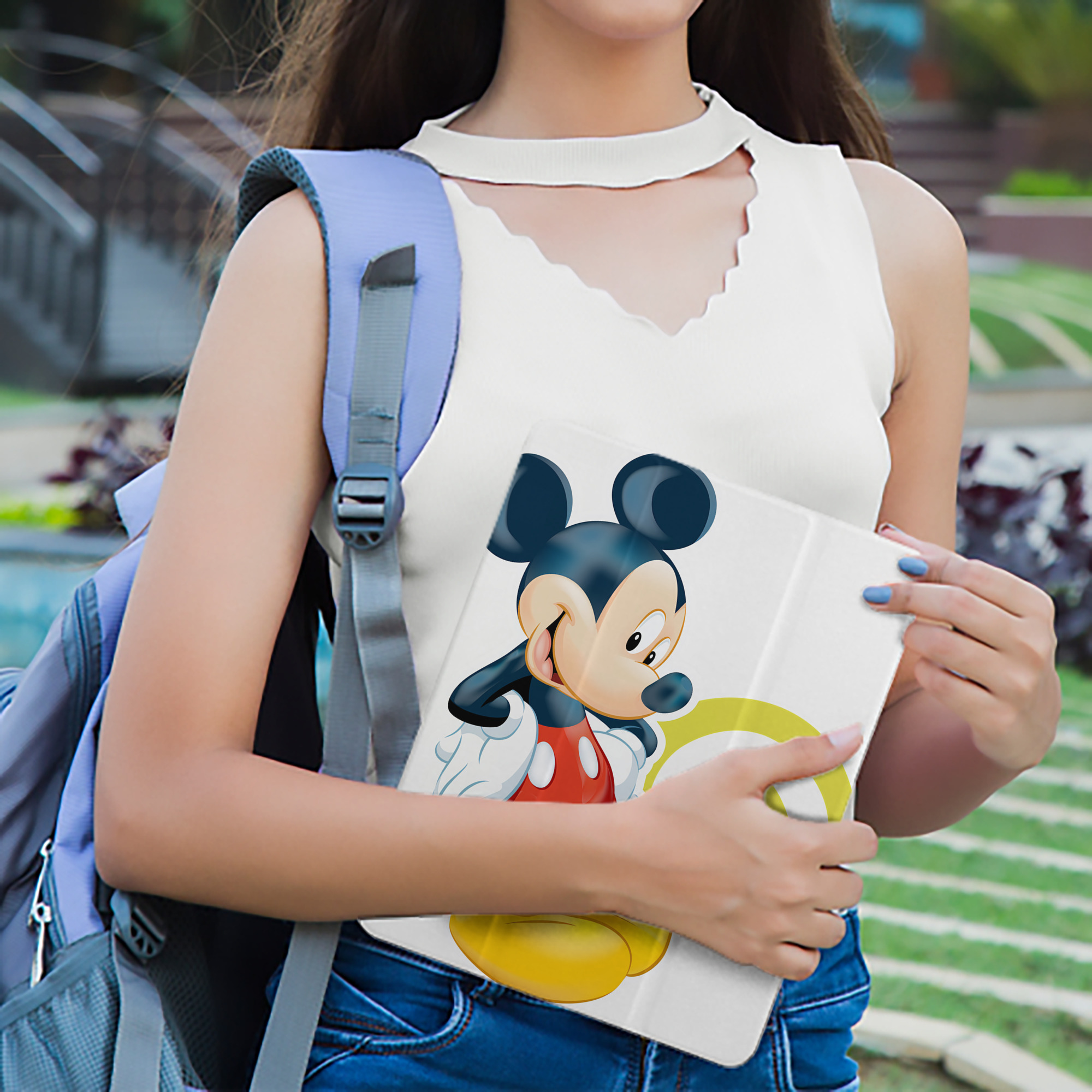 ミッキーマウス Mickey Mouse IPad ケース ペン収納付き 三つ折りスタンド PUレザー×シリコン 対応機種9.5/10.5/10.9インチ