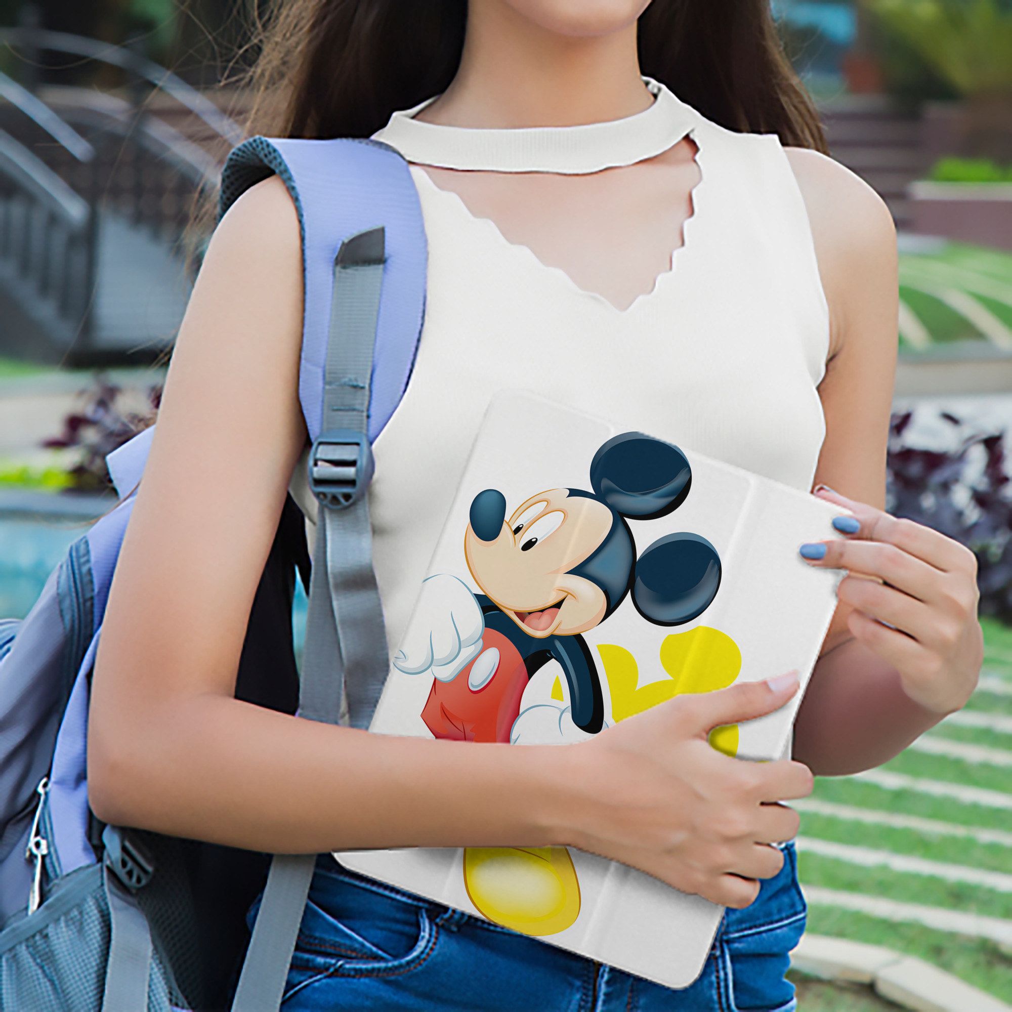 ミッキーマウス Mickey Mouse IPad ケース ペン収納付き 三つ折りスタンド PUレザー×シリコン 対応機種9.5/10.5/10.9インチ