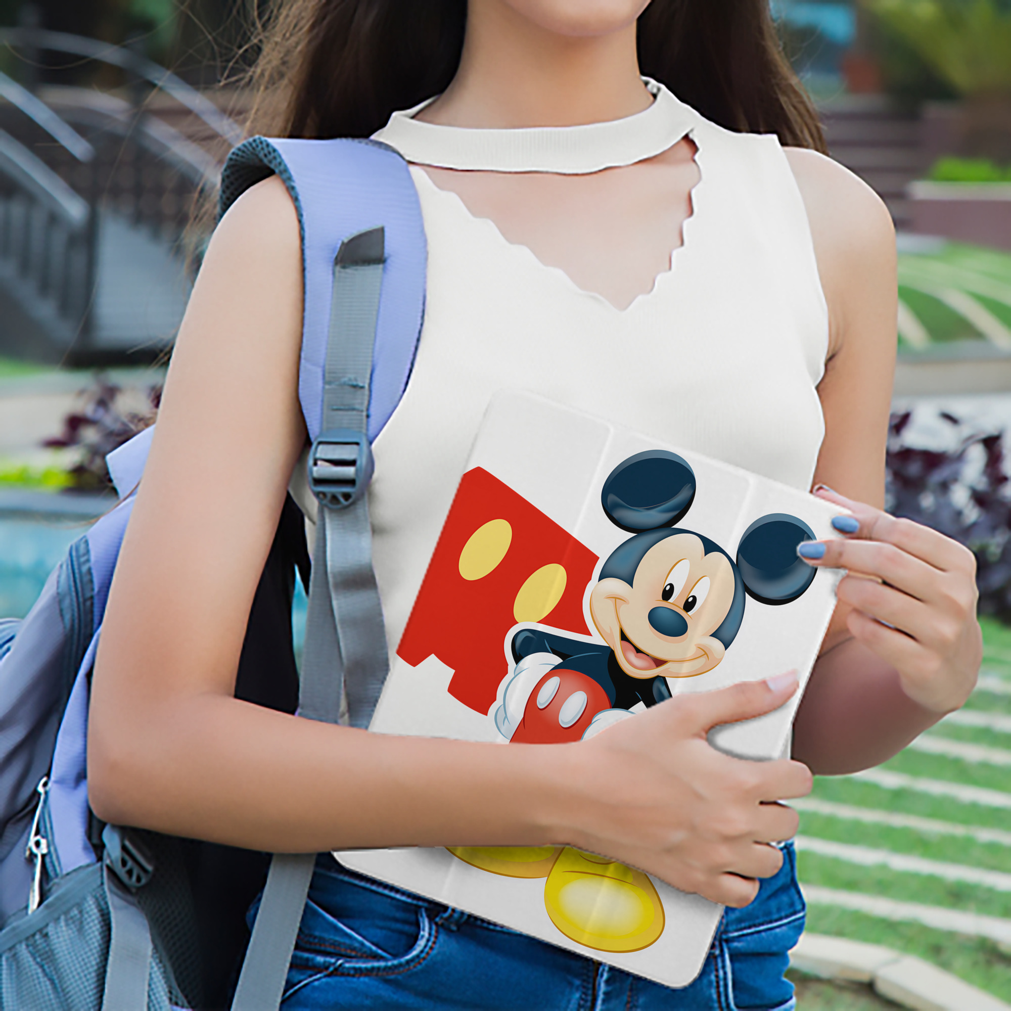 ミッキーマウス Mickey Mouse IPad ケース ペン収納付き 三つ折りスタンド PUレザー×シリコン 対応機種9.5/10.5/10.9インチ