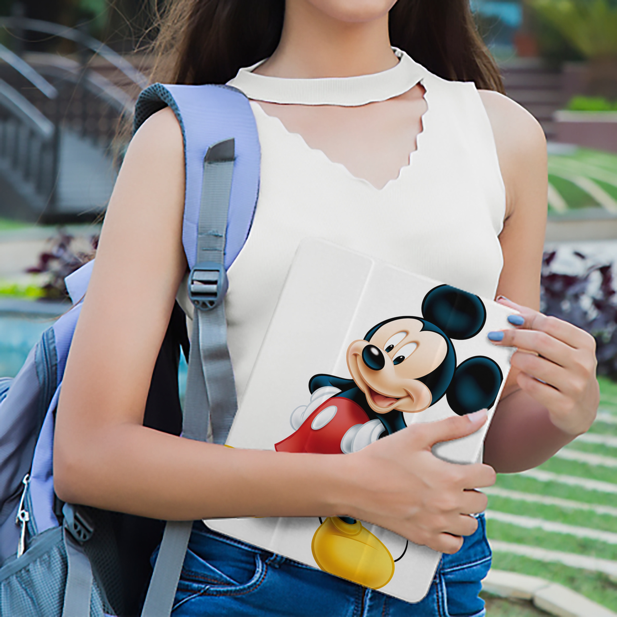ミッキーマウス Mickey Mouse IPad ケース ペン収納付き 三つ折りスタンド PUレザー×シリコン 対応機種9.5/10.5/10.9インチ