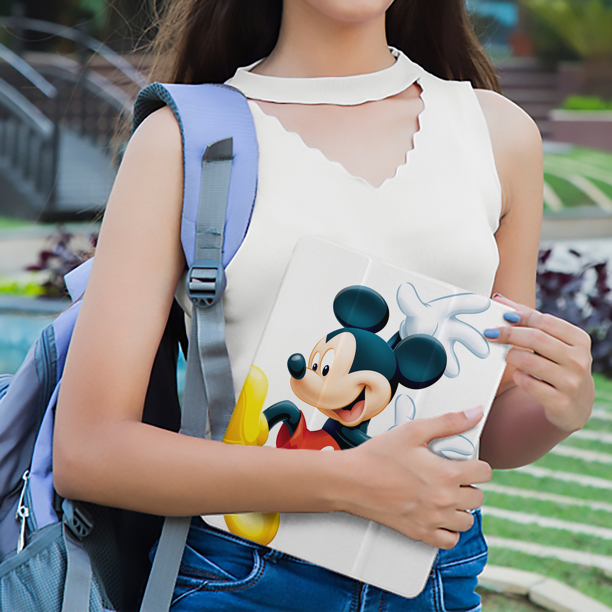 ミッキーマウス Mickey Mouse IPad ケース ペン収納付き 三つ折りスタンド PUレザー×シリコン 対応機種9.5/10.5/10.9インチ